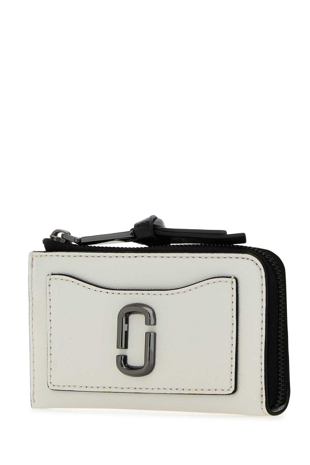 Shop Marc Jacobs White Leather Utility Snapshot Wallet In Blackwhite