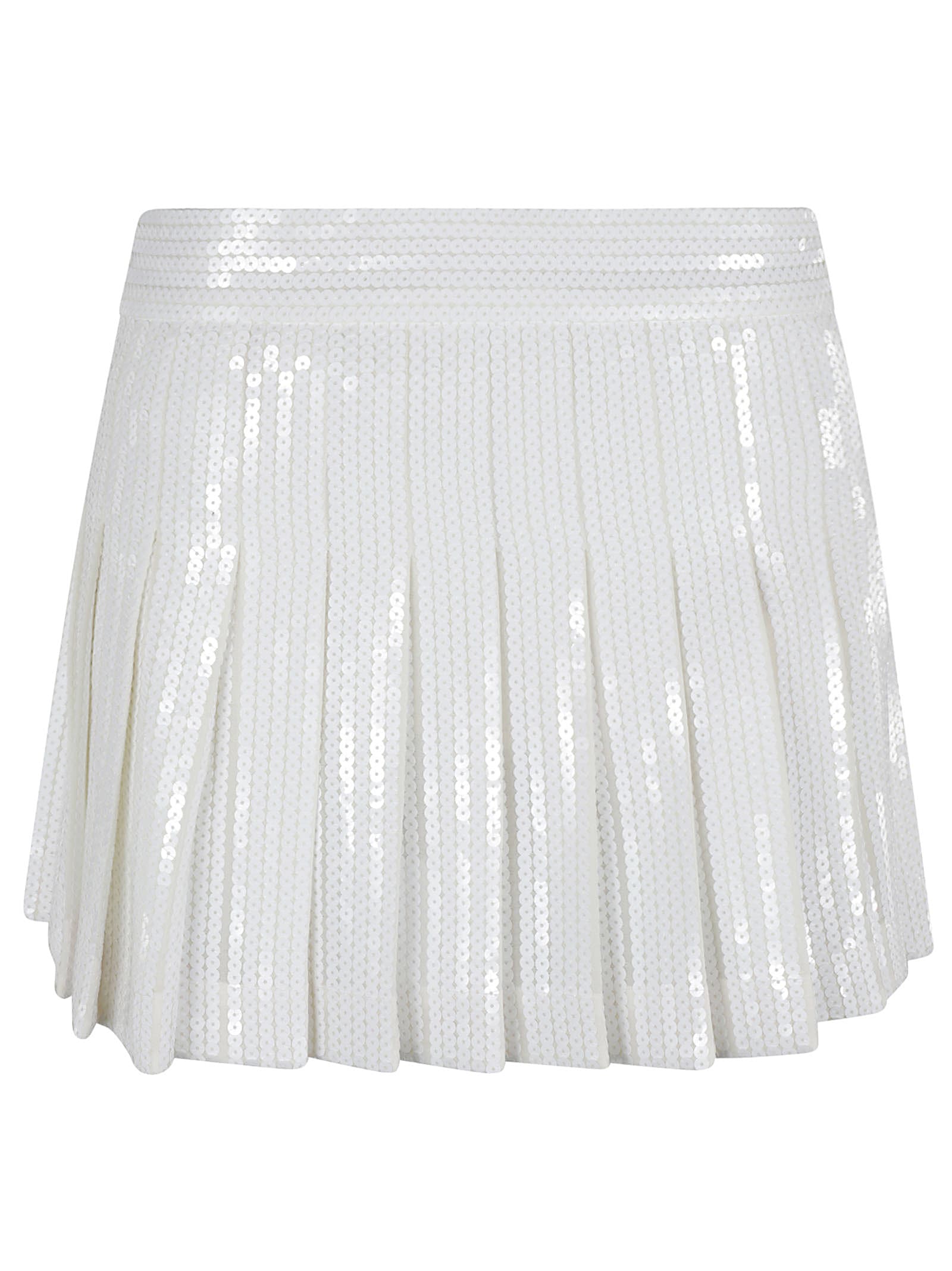 Parosh White Godot Sequined Mini Skirt