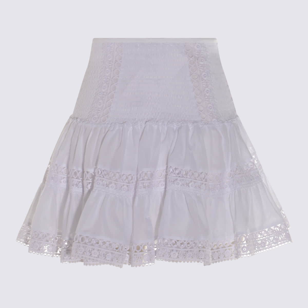 Charo Ruiz Ibiza Hortens Lace-embellished Cotton-blend Mini Skirt