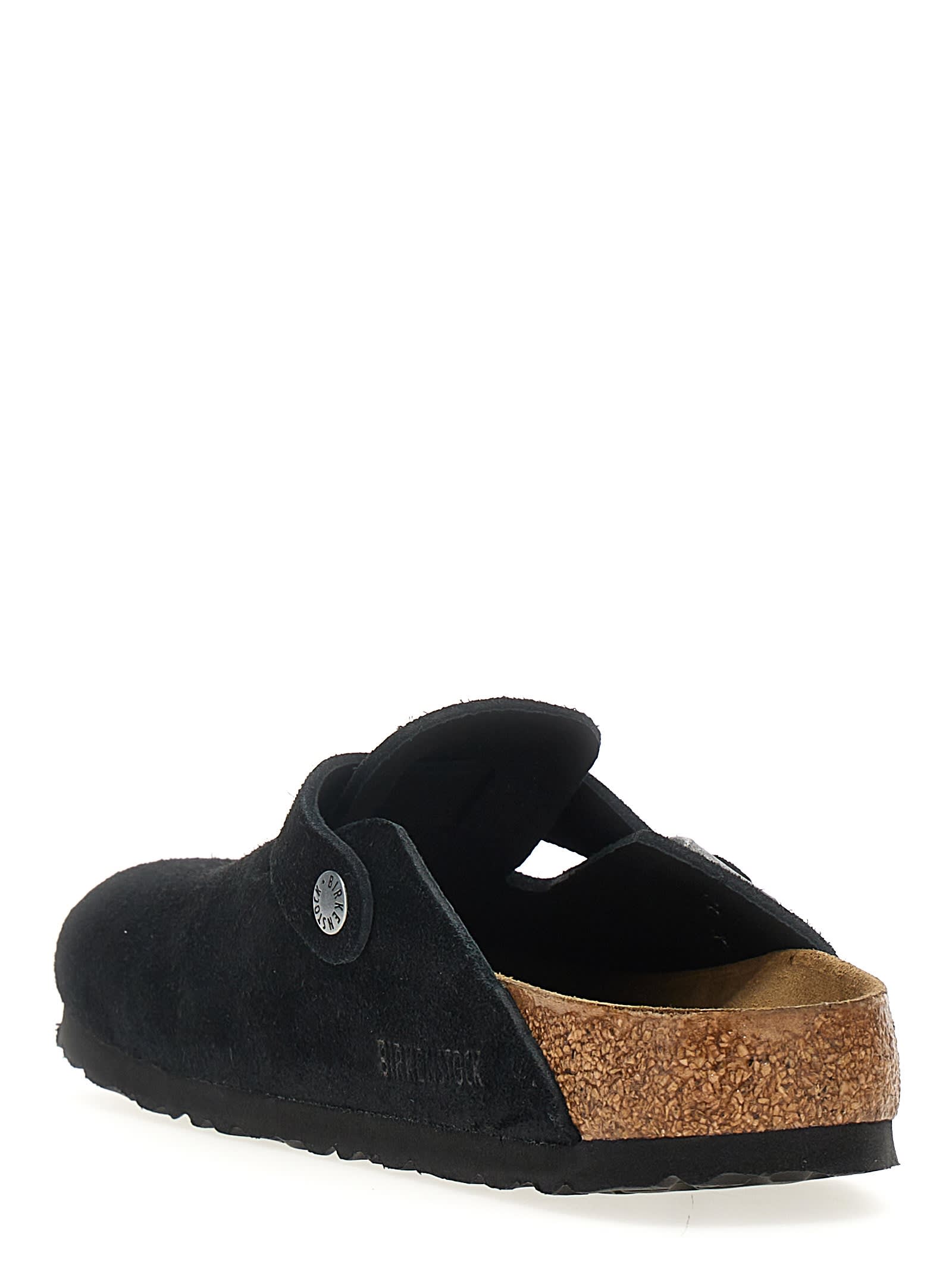 Birkenstock Boston Shearling Suede Slippers In Animal Print