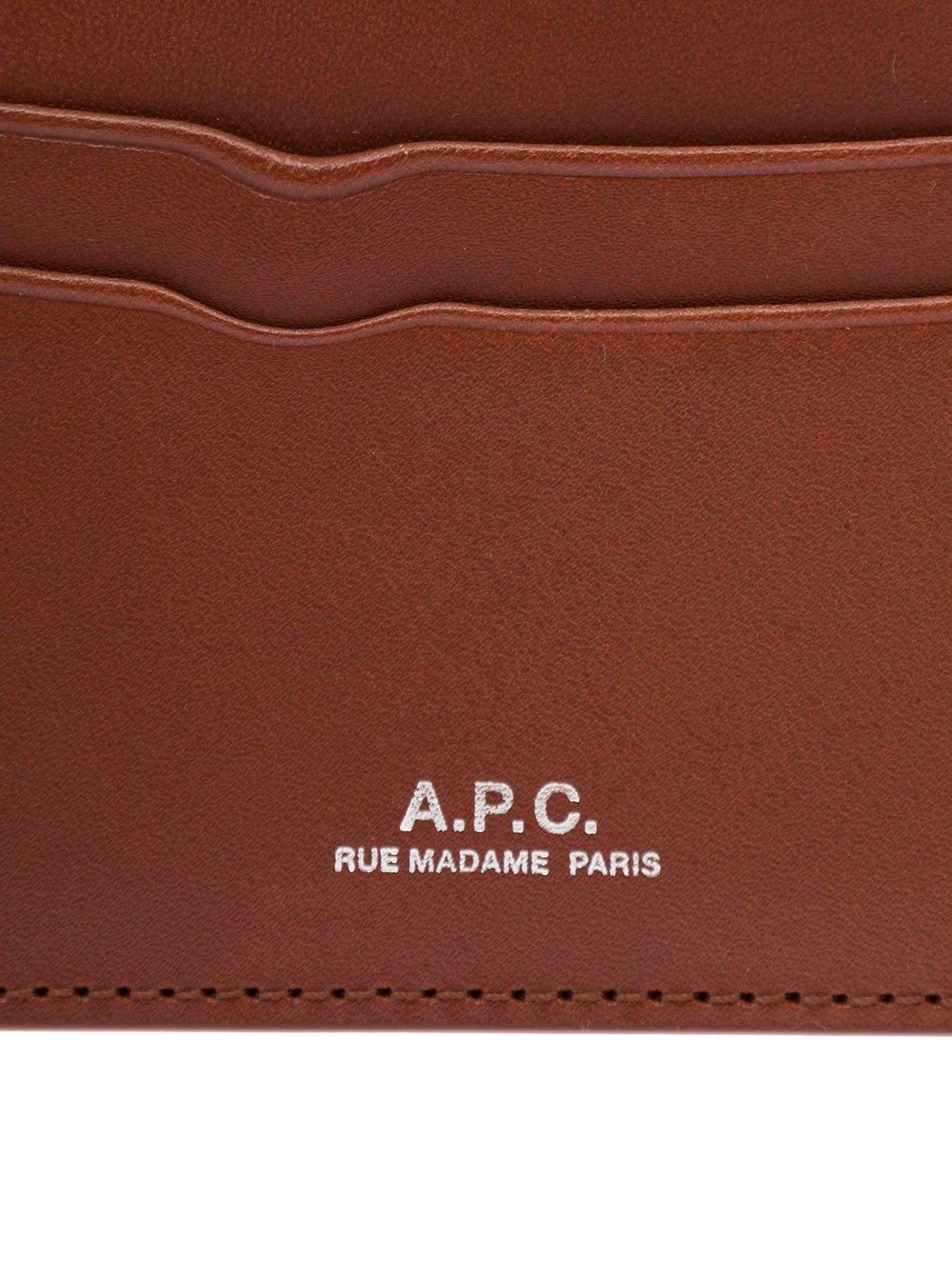 Shop Apc André Logo Printed Cardholder In Brown
