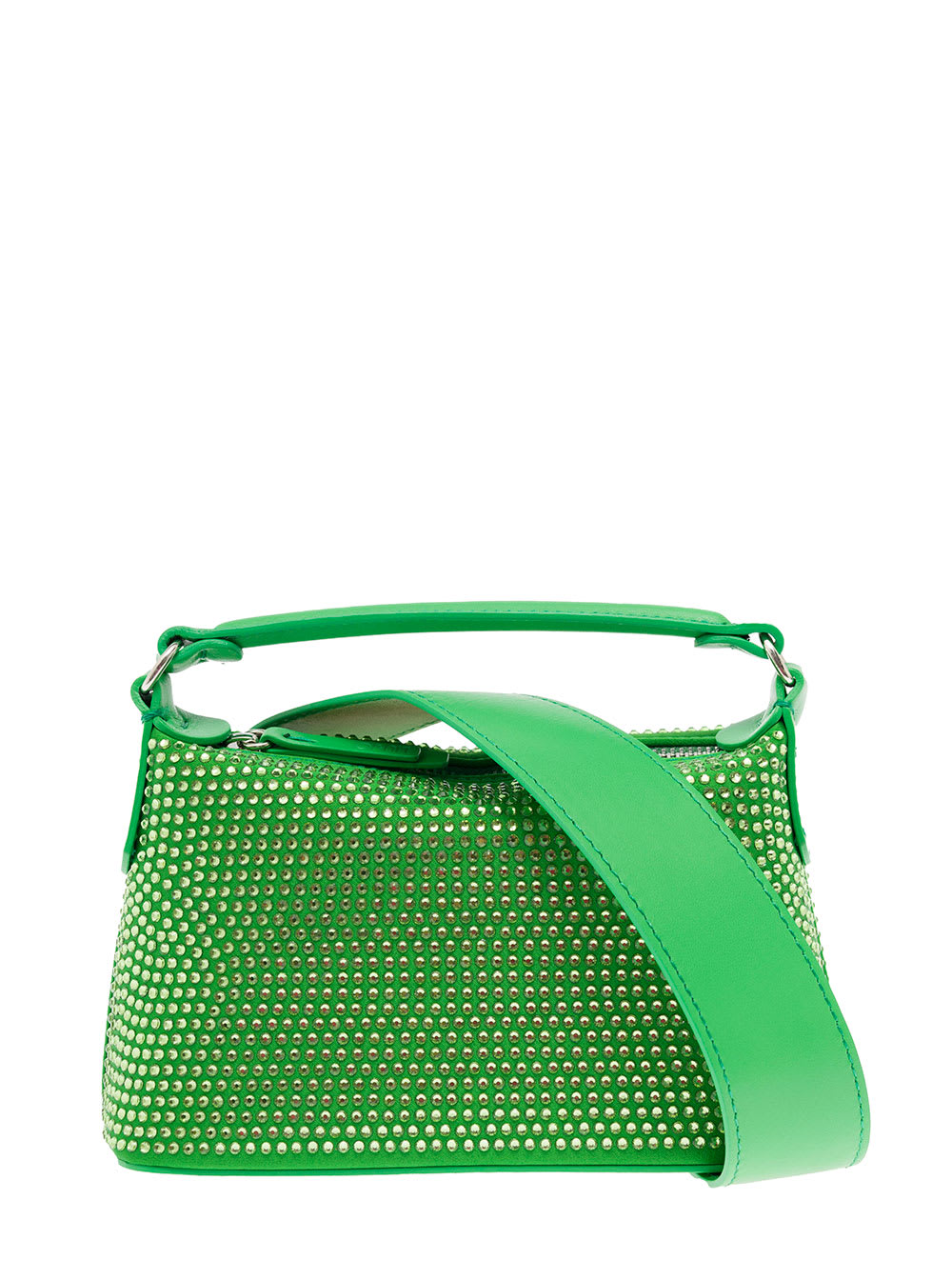 Liu-Jo Liu Jo Leonie Hanne Womans Hobo Mini Green Leather Shoulder Bag With Strass