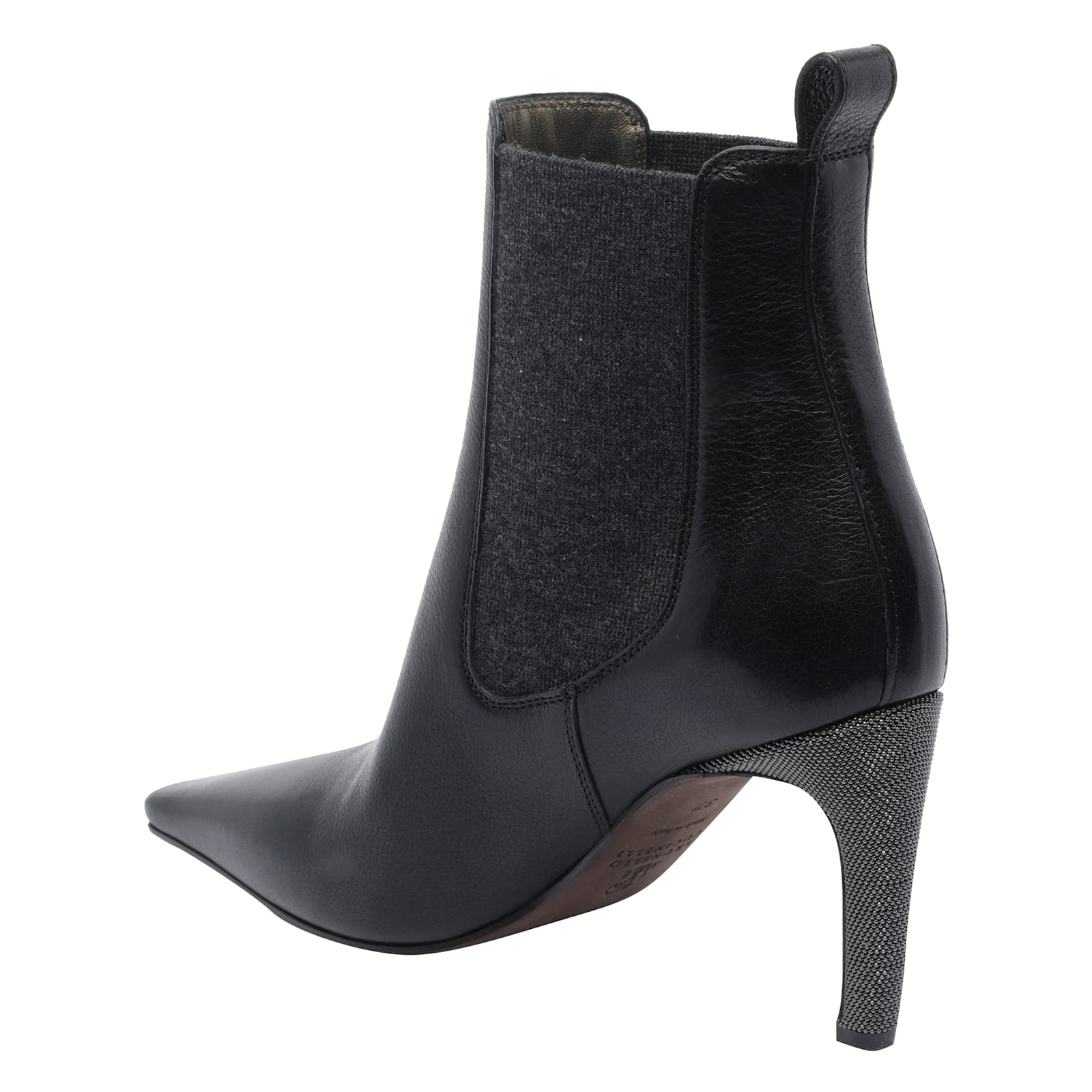 Brunello Cucinelli Leather Stiletto Heel Ankle Boots In Black