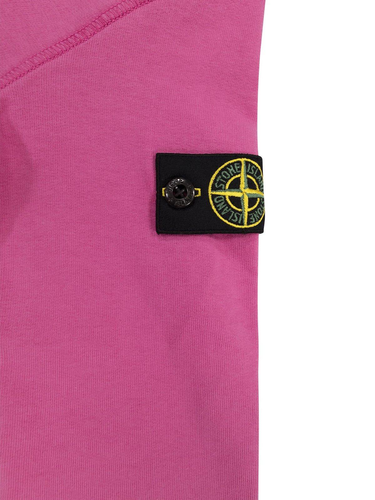 Shop Stone Island Junior Compass-badge Crewneck Sweatshirt In Fucsia