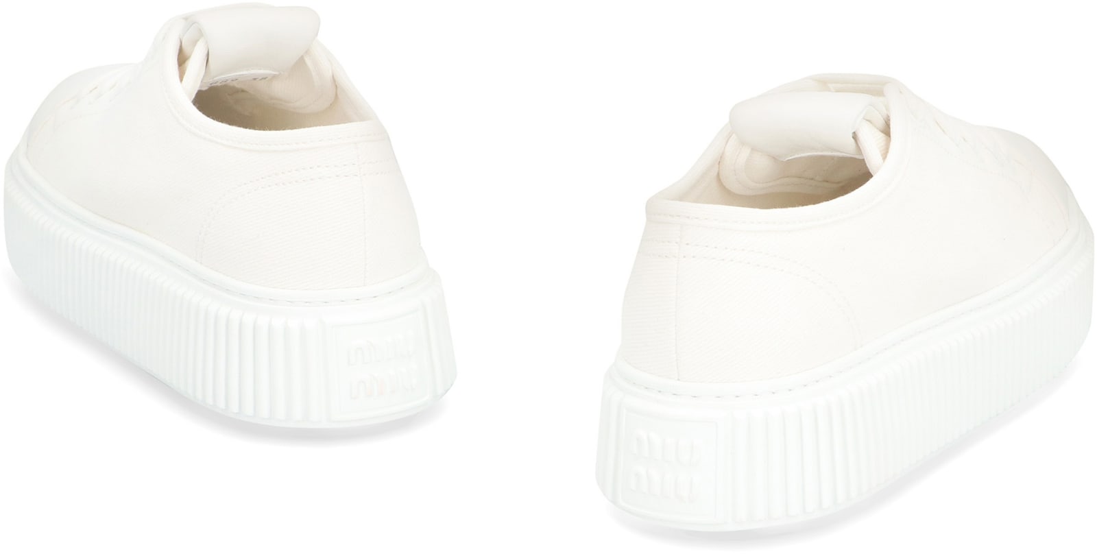 Shop Miu Miu Fabric Low-top Sneakers In Bianco