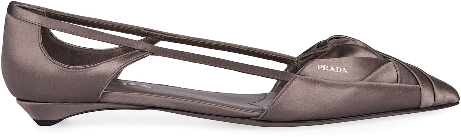 Shop Prada Satin Ballet Flats In Grey