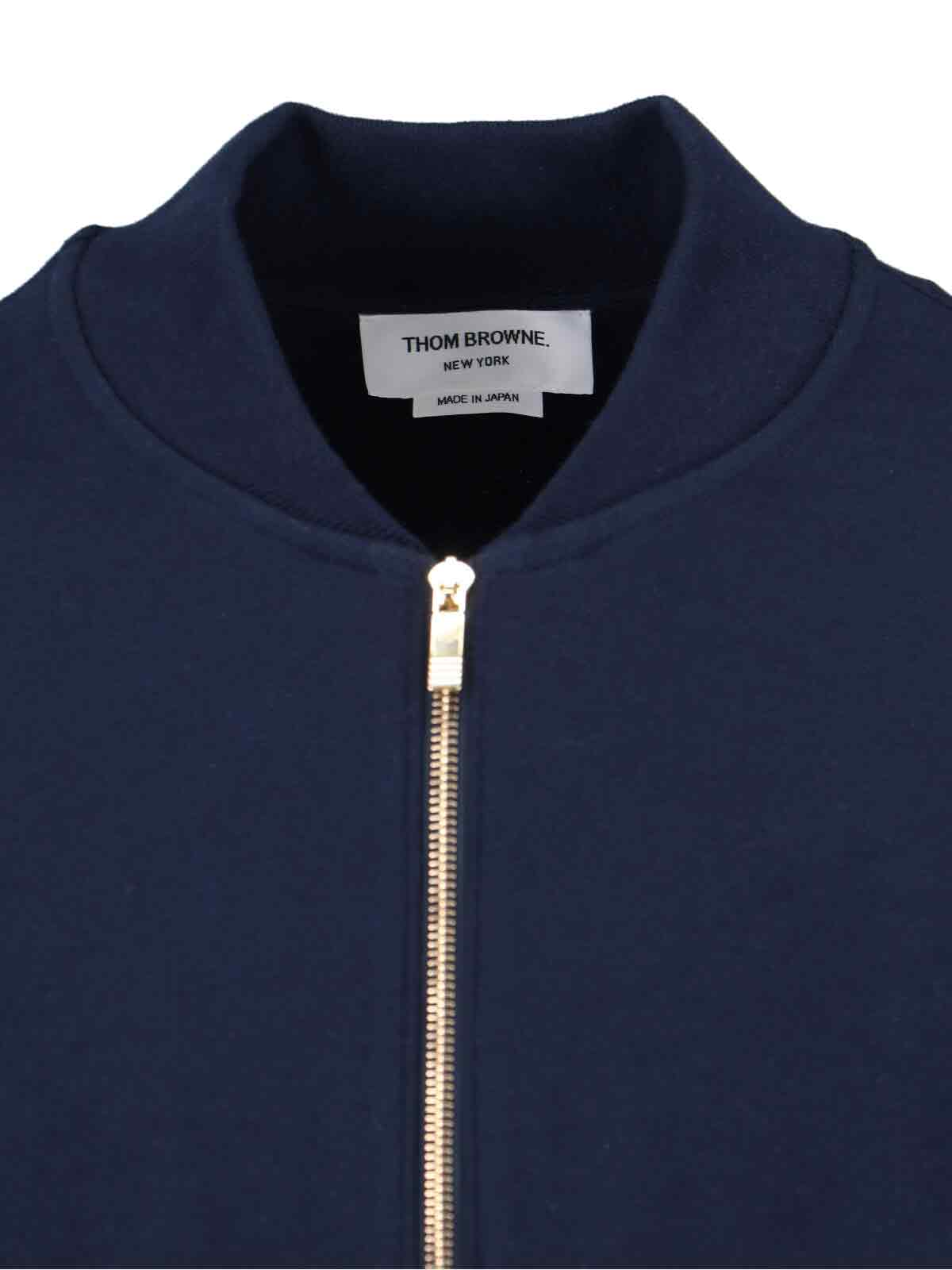 Thom Browne Four-stripe Bomber Jacket In Blue