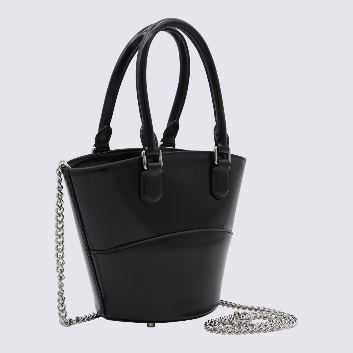 Self-portrait Black Leather Top Handle Bag In Black