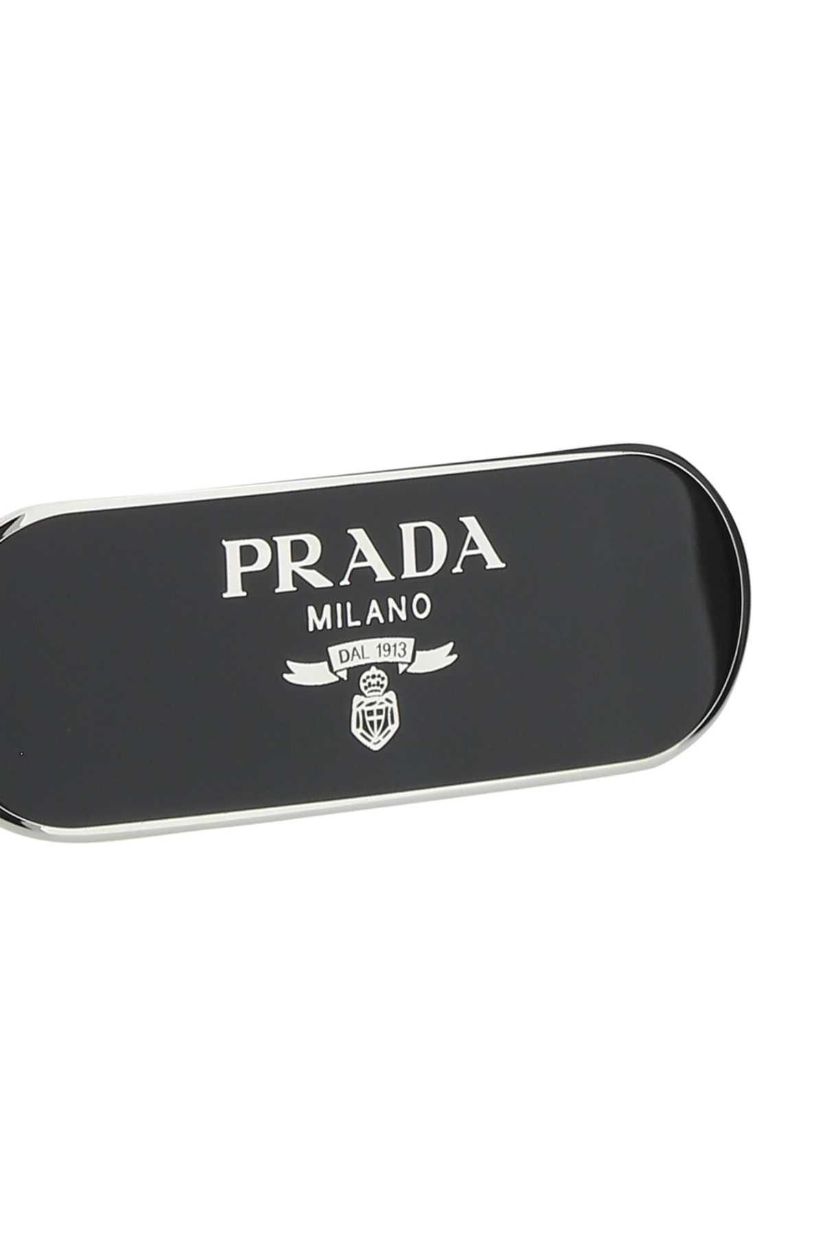 Shop Prada Black Metal Hair Clip In F0002