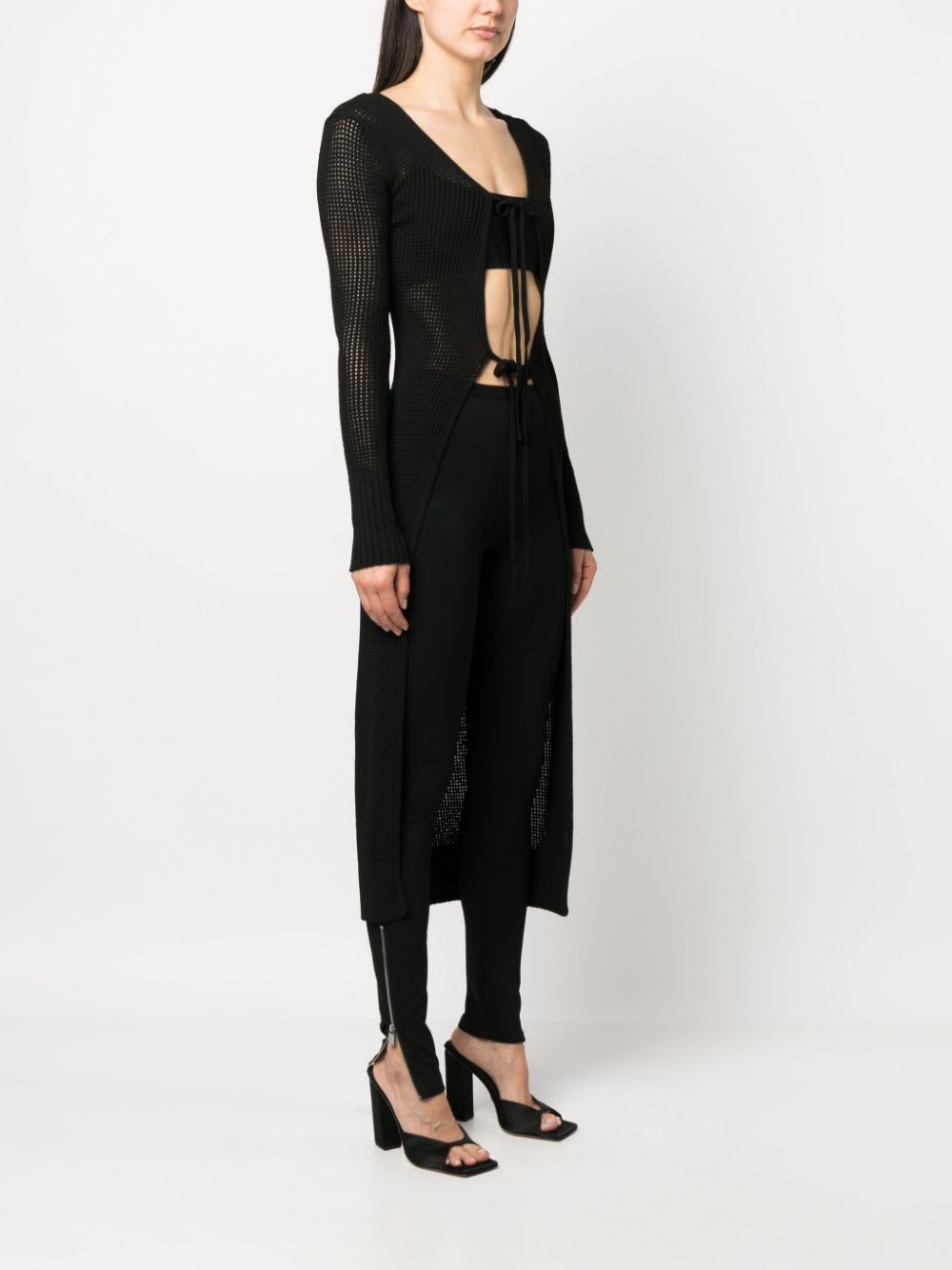 Andreädamo Knit Long Cardigan In Black