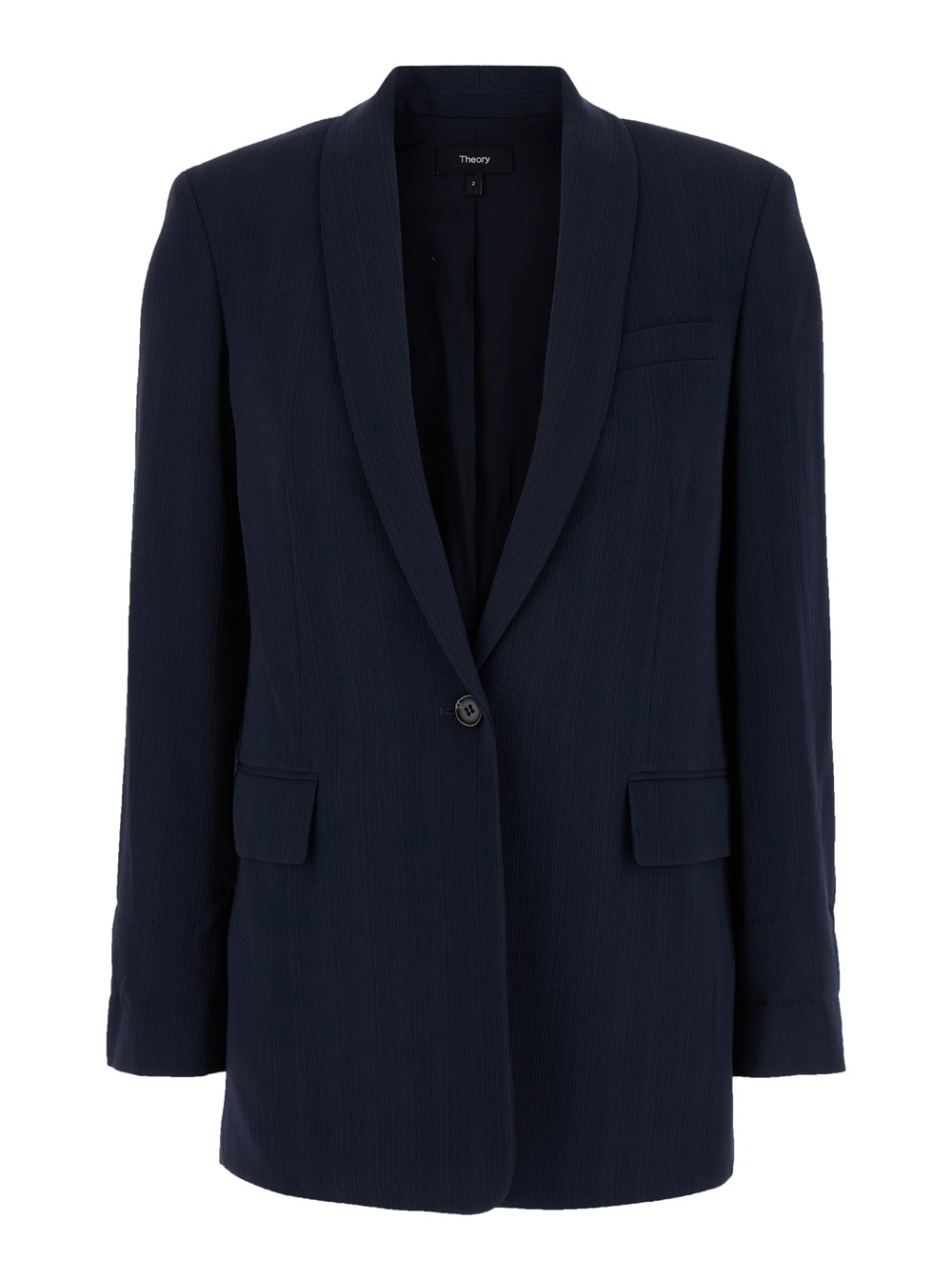 Blue Single-breasted Jacket With Shawl Collar In Cady Woman