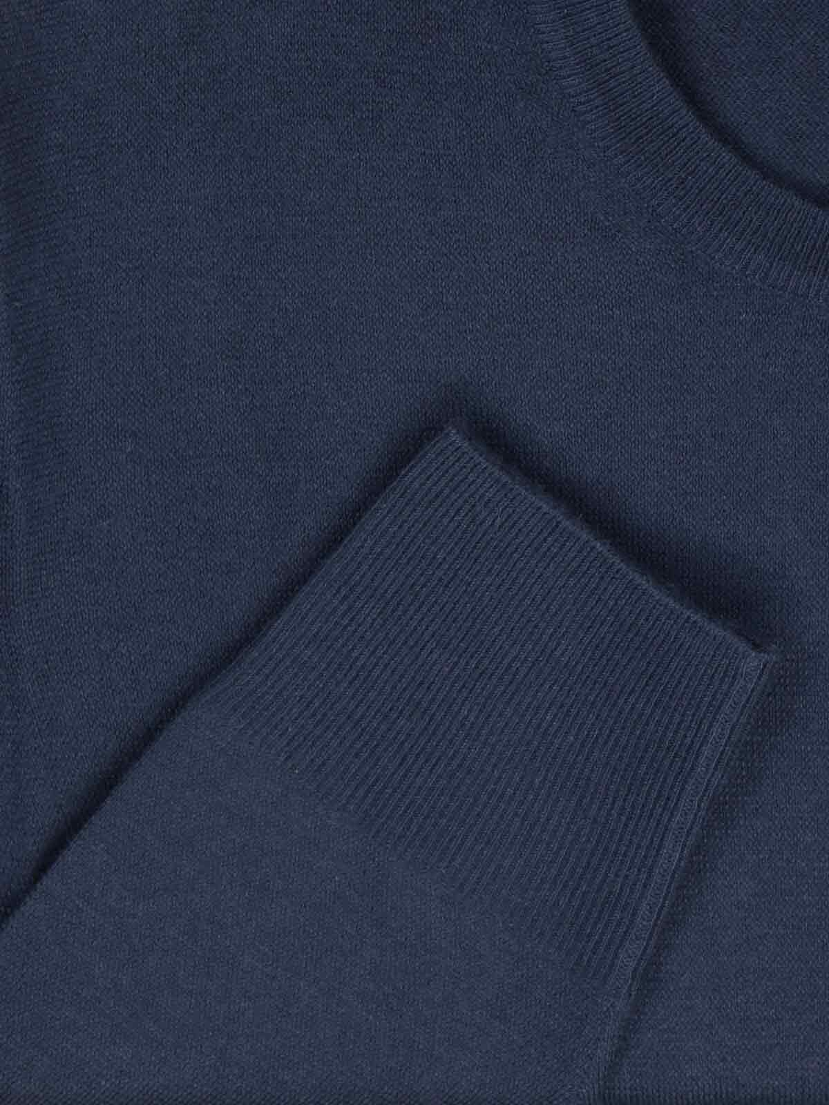 Loro Piana Ribbed Crewneck Sweater With Long Sleeves In Blue