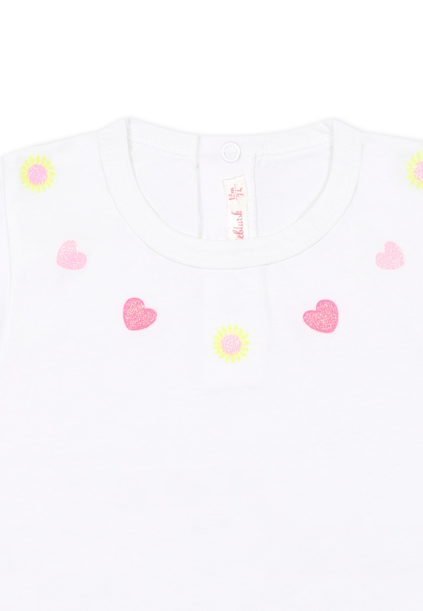 Billieblush White T-shirt For Baby Girl With Hearts And Flowers In White