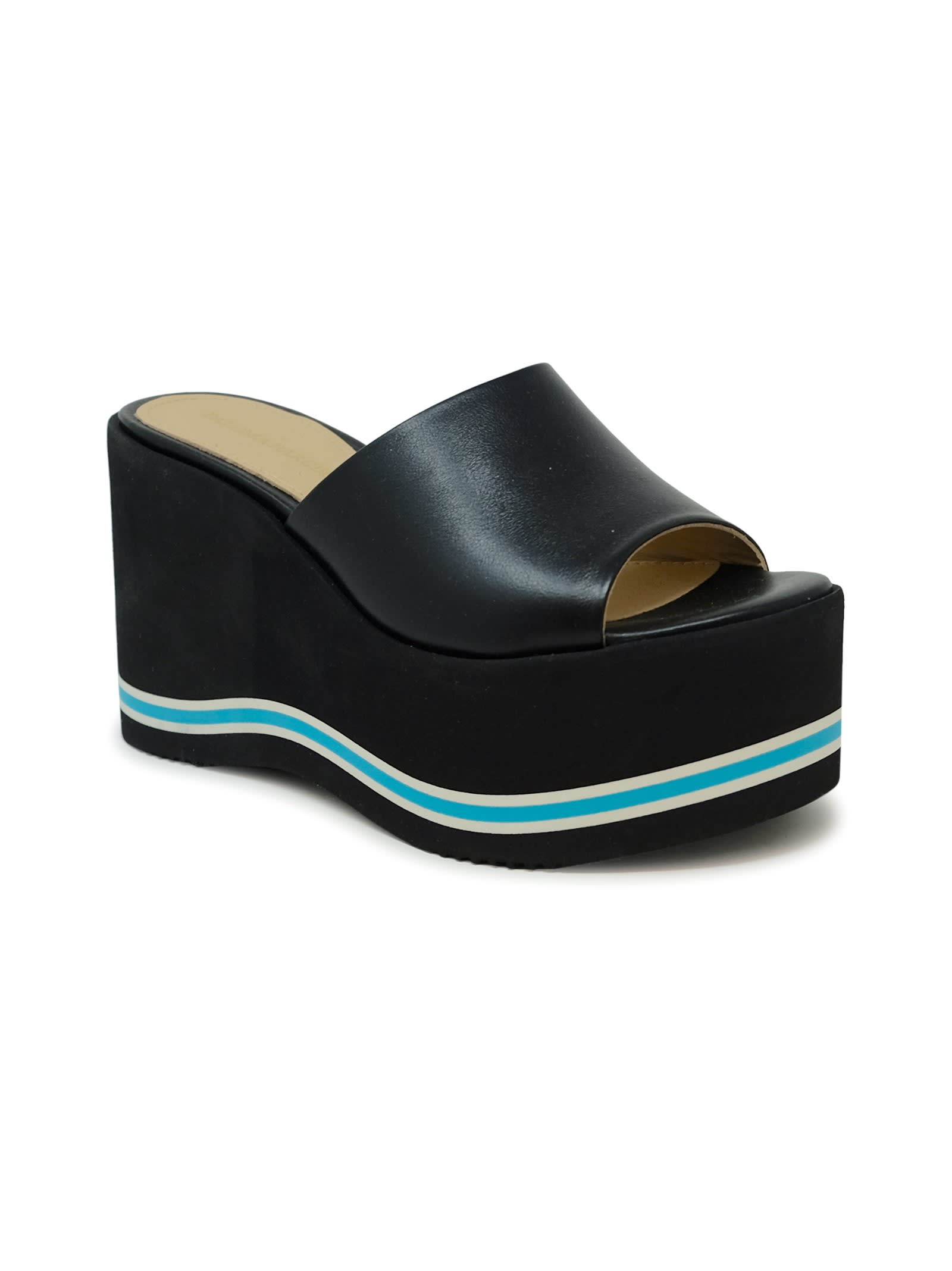Shop Paloma Barceló Paloma Barcelo Leather Leto Wedge Sandals In Black