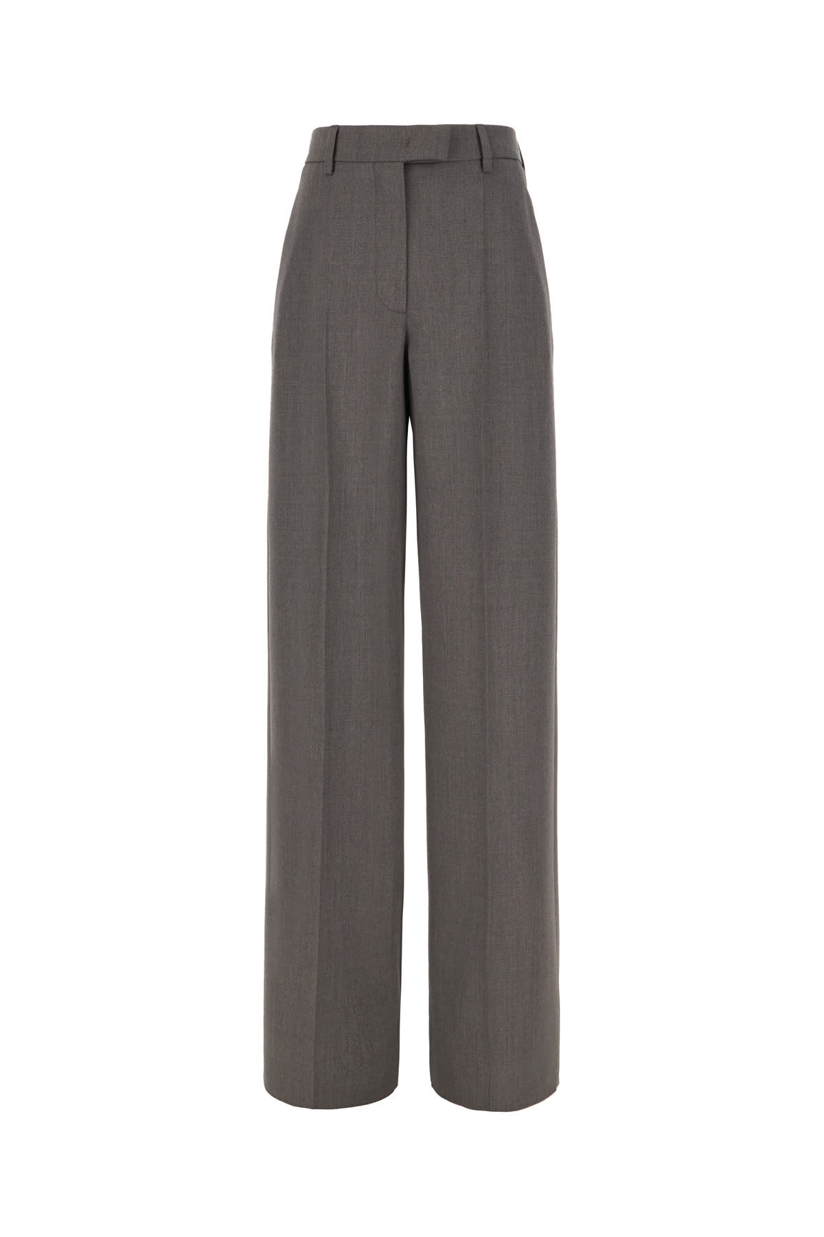 Valentino Dark Grey Stretch Wool Pants In Grigio Medio Melange