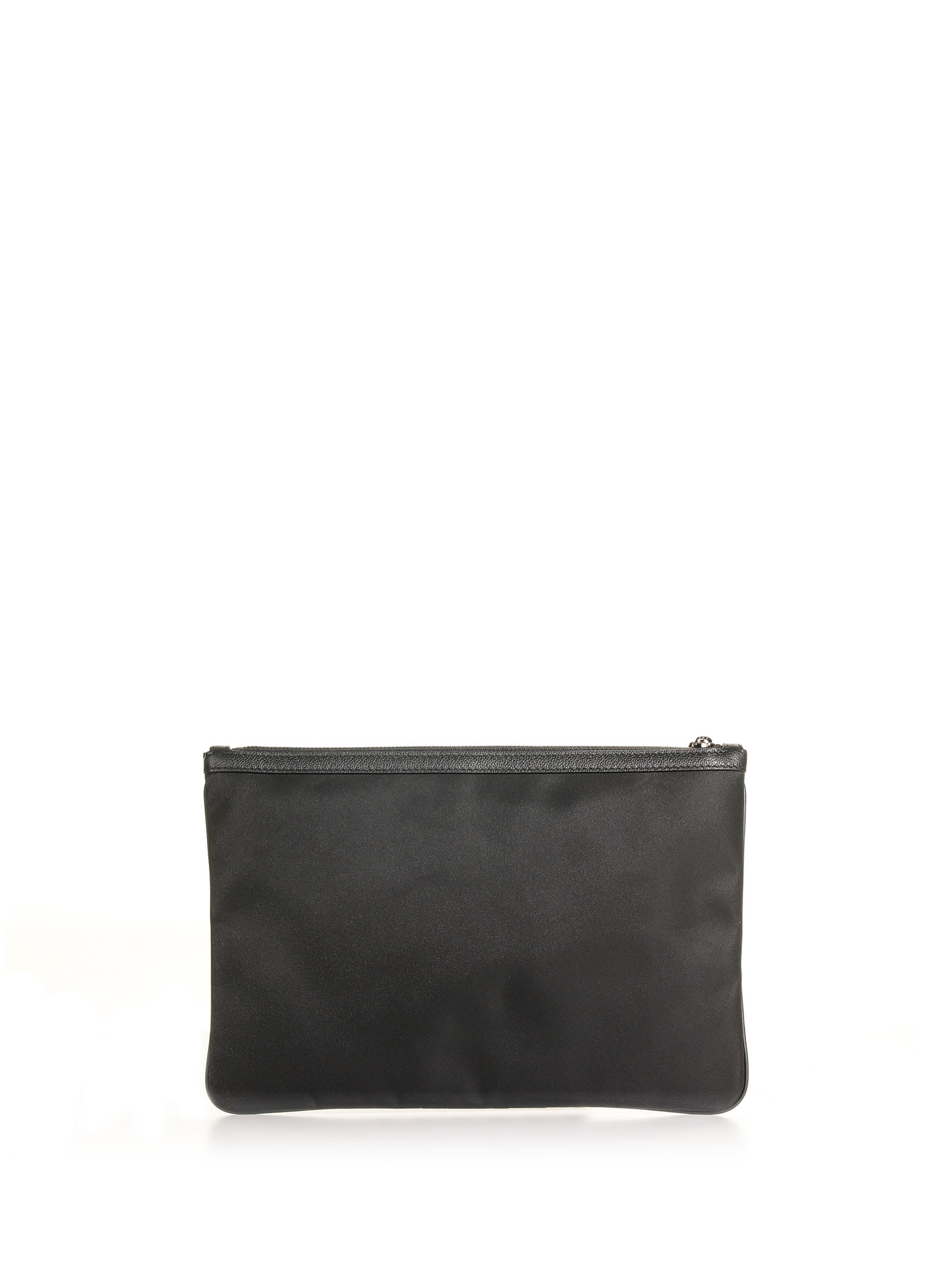 Shop Dolce & Gabbana Pouch With Logoed Plaque In Nero