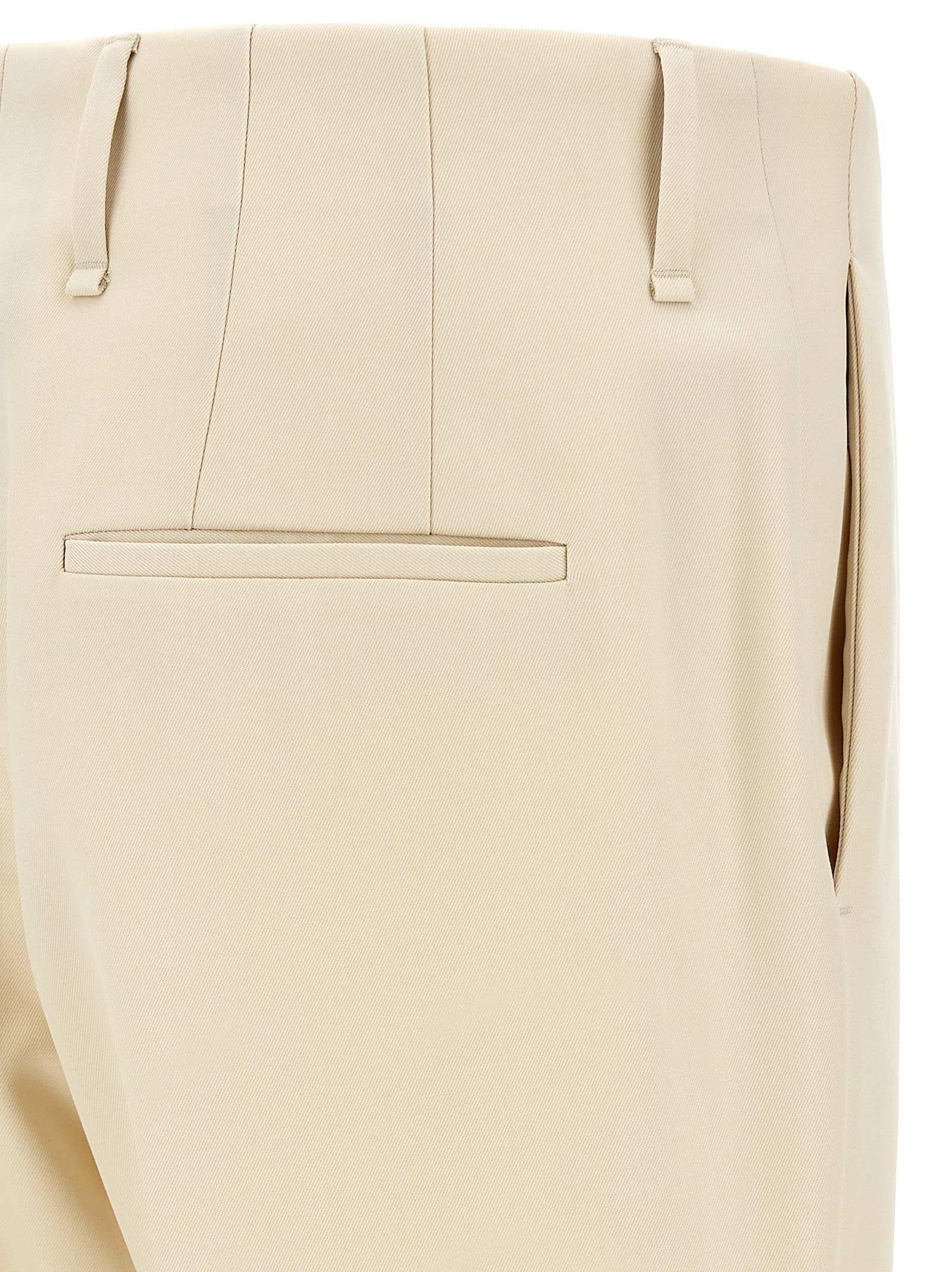 Fendi Wool Trousers With Back Pockets And Belt Loops In White