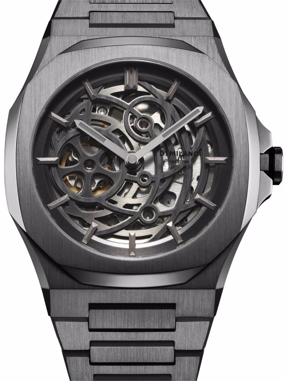 Shop D1 Milano Skeleton Rubber Gun Metal 41.5 Mm Watch In Grey