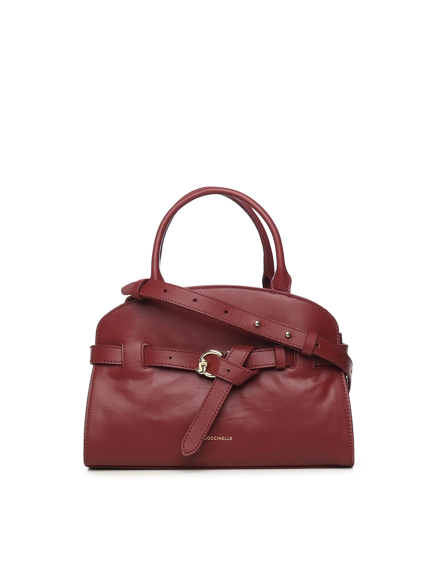 Coccinelle Buckle Strap Shoulder Bag In Red