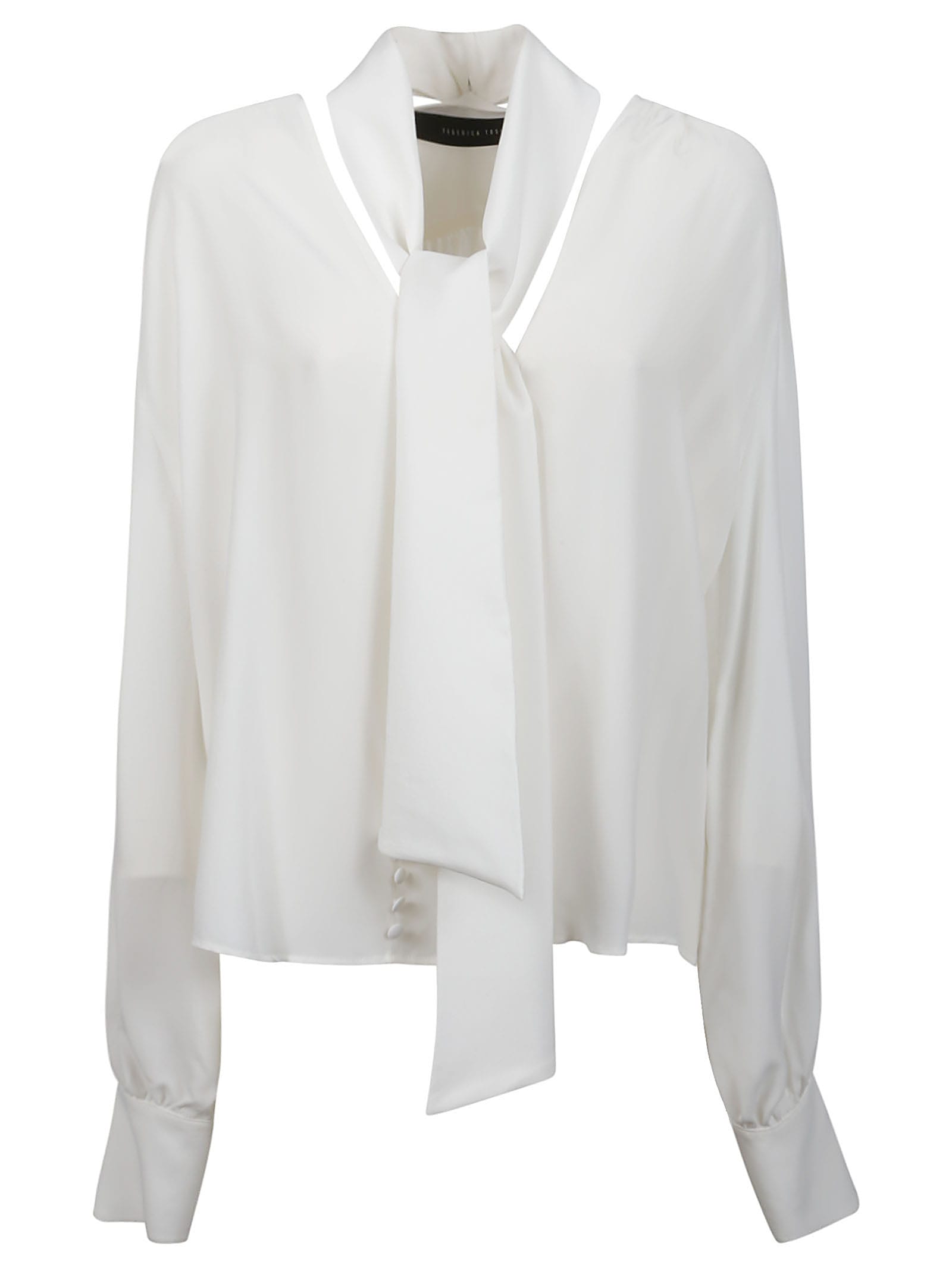 Shop Federica Tosi Pussy-bow Pleated Blouse In Bianco