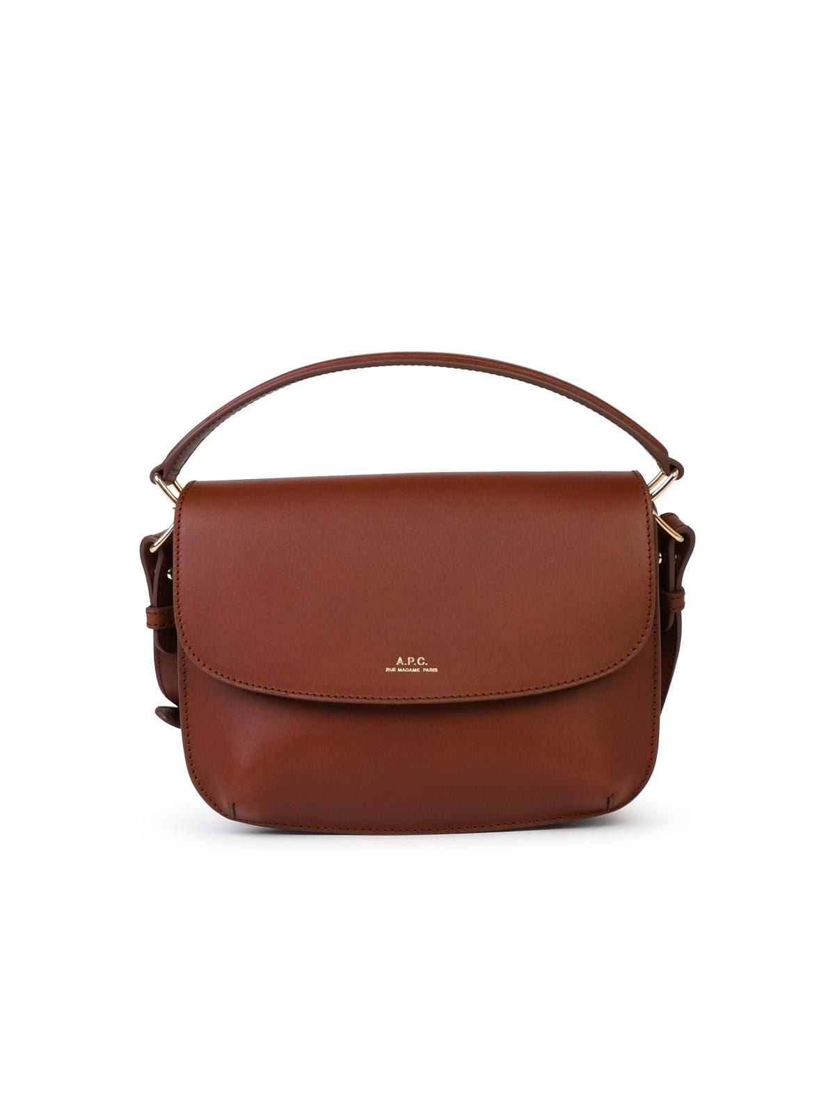 Shop Apc Small Sarah Brown Leather Bag