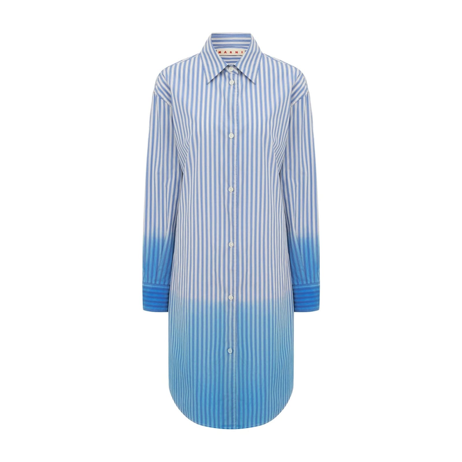 Shop Marni Striped Asymmetric Shirt In Blue