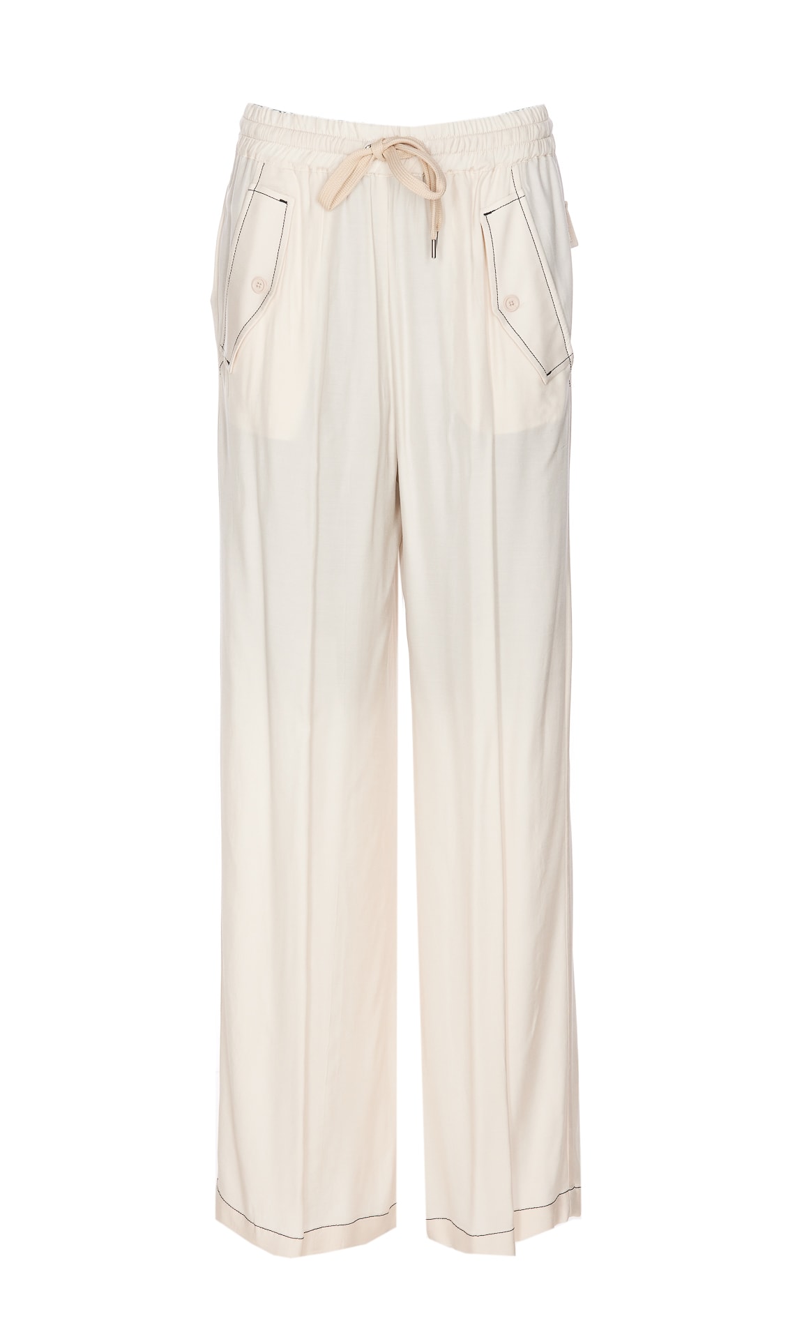Shop Pinko Wide Twill Trousers In Pink