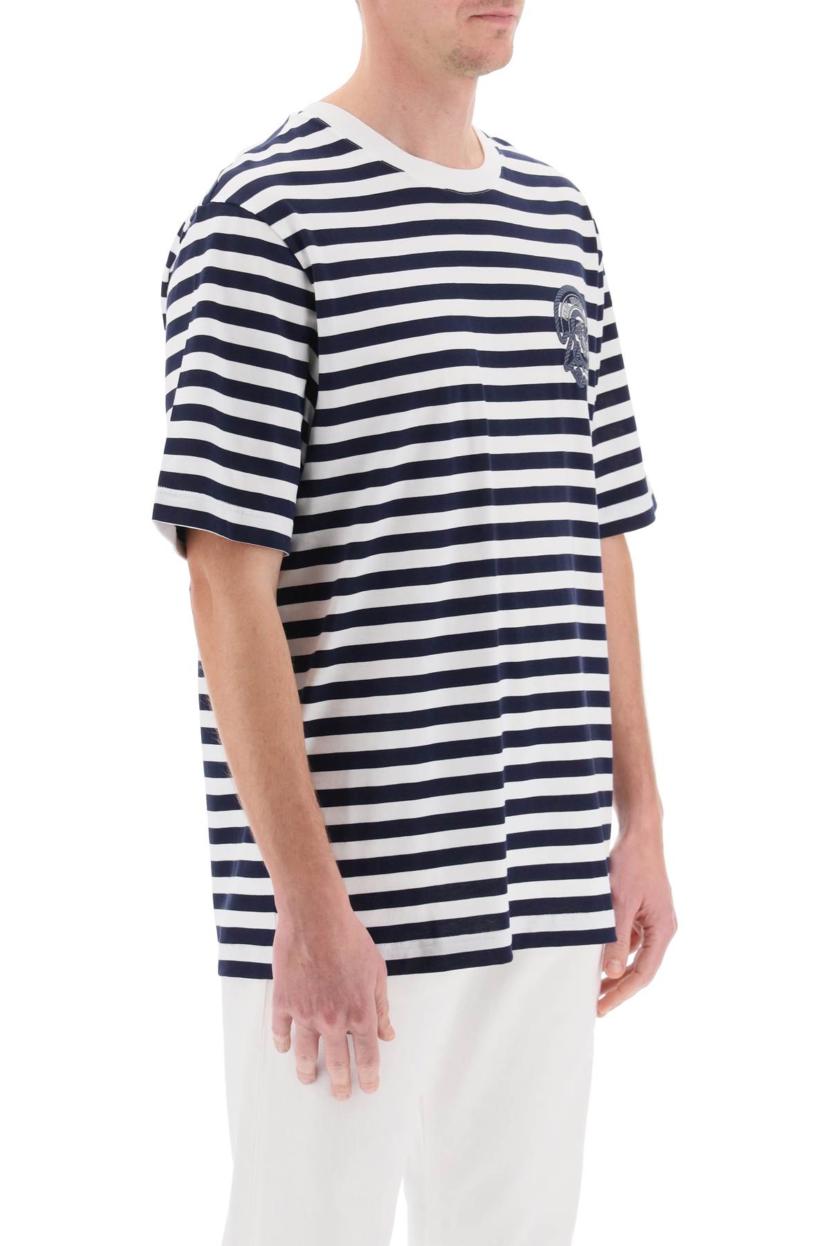 Shop Versace Striped T-shirt In White