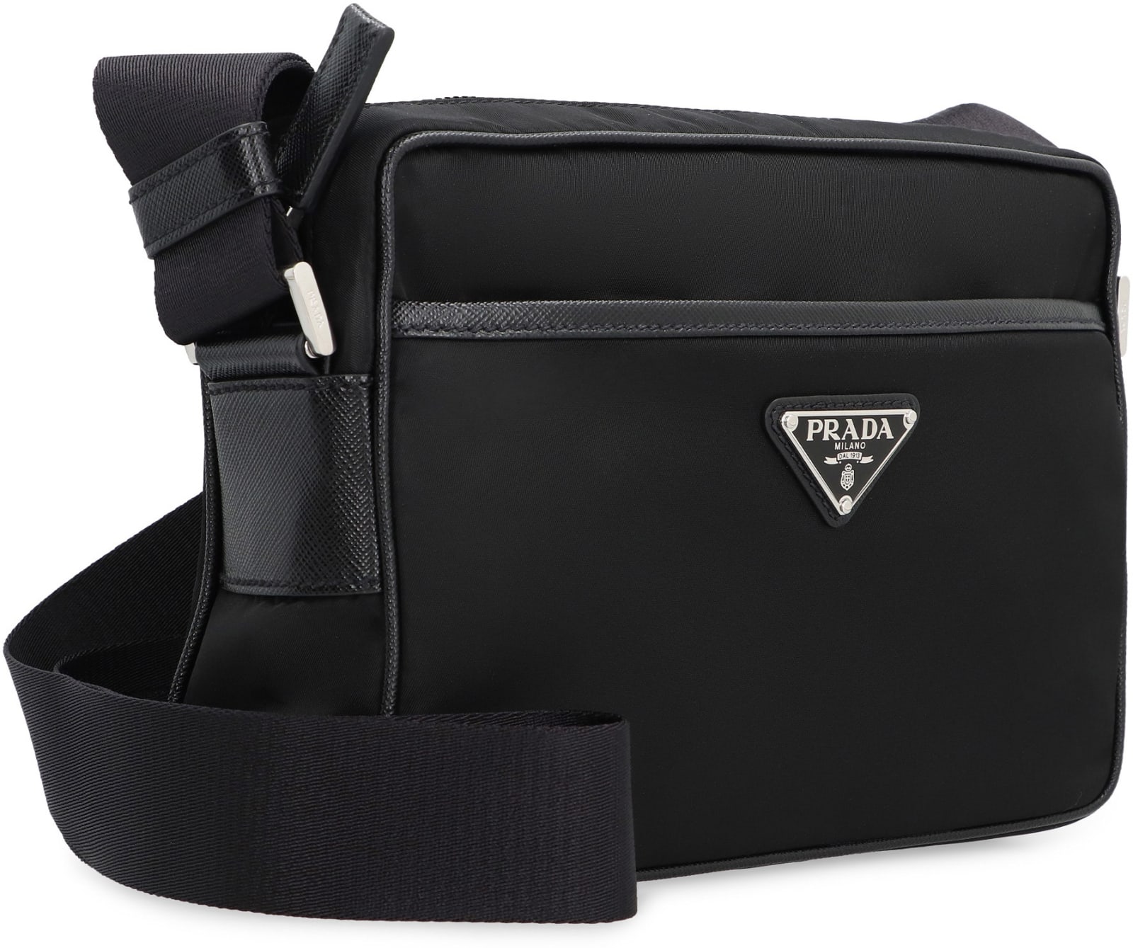 Shop Prada Re-nylon Messenger Bag In Black