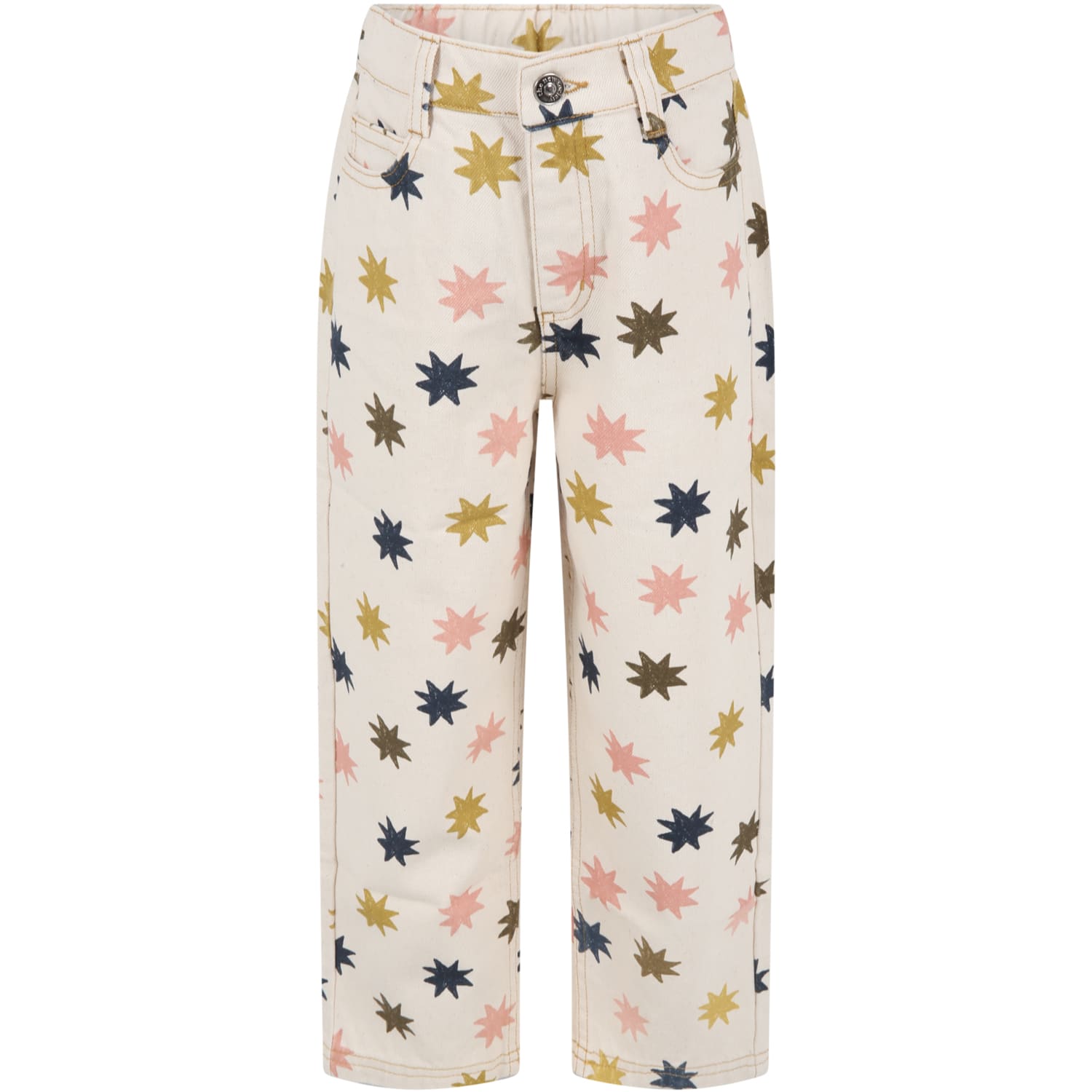 The New Society Beige marina Jeans For Girl With Colorful Stars