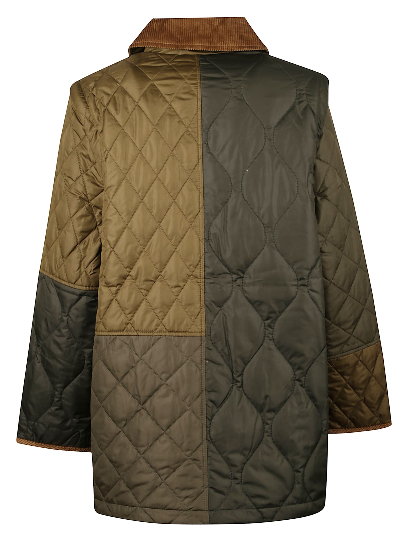 Barbour Quilted Jacket With Contrast Collar And Pockets In Green