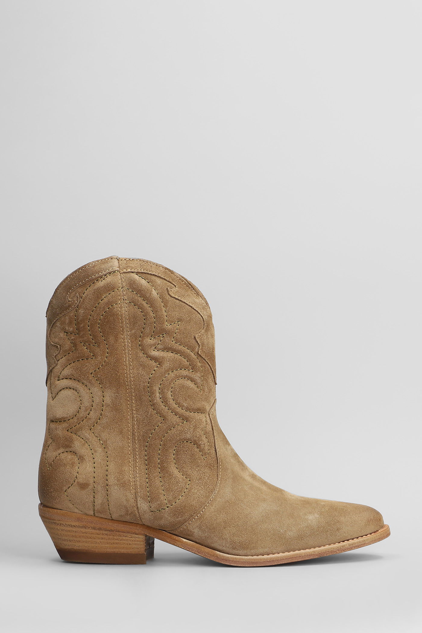 Texan Ankle Boots In Beige Suede