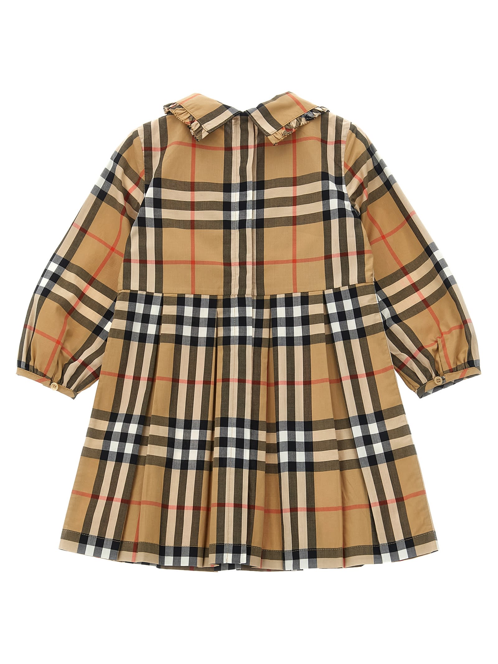 Burberry Girl's Ida Smocked Cotton Check Dress In Brown