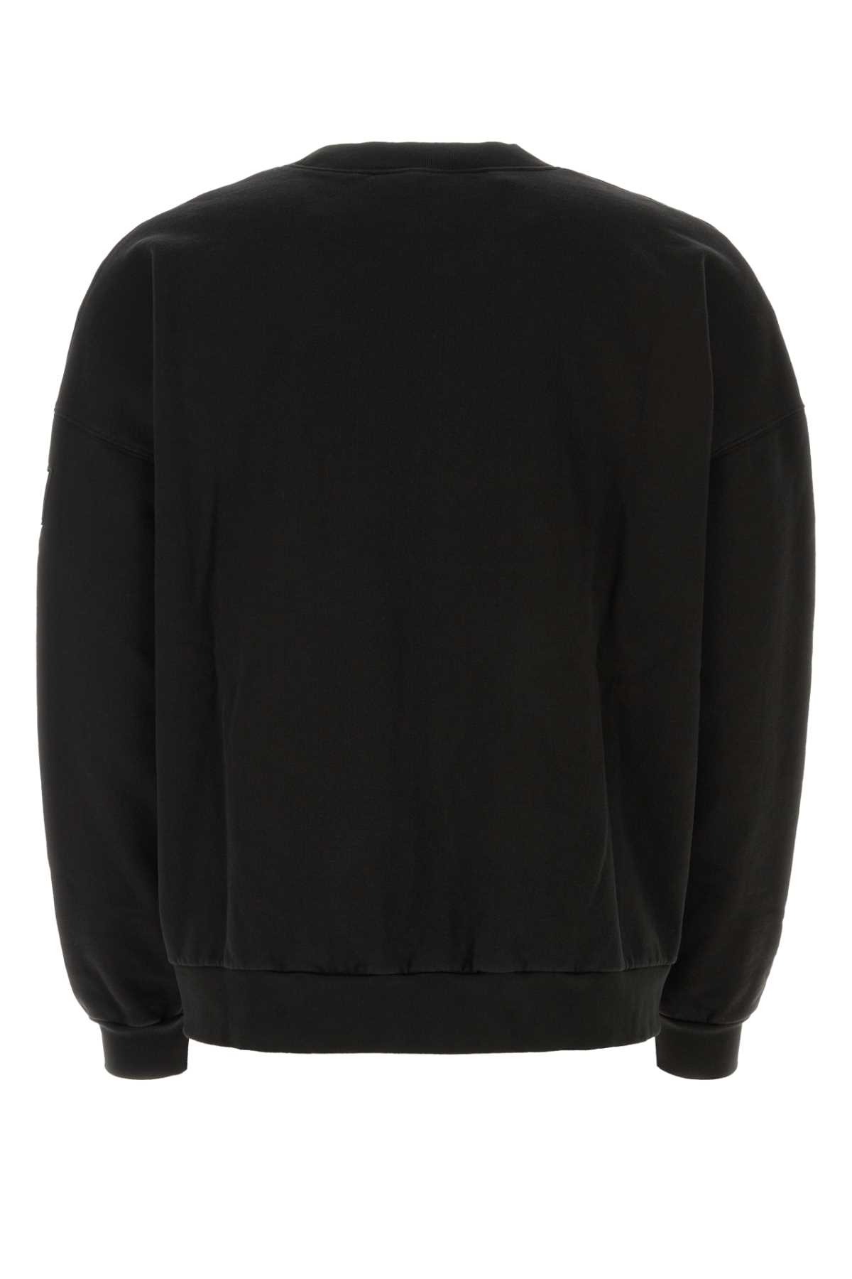 Shop Palm Angels Black Cotton Oversize Sweatshirt In Blackwhite