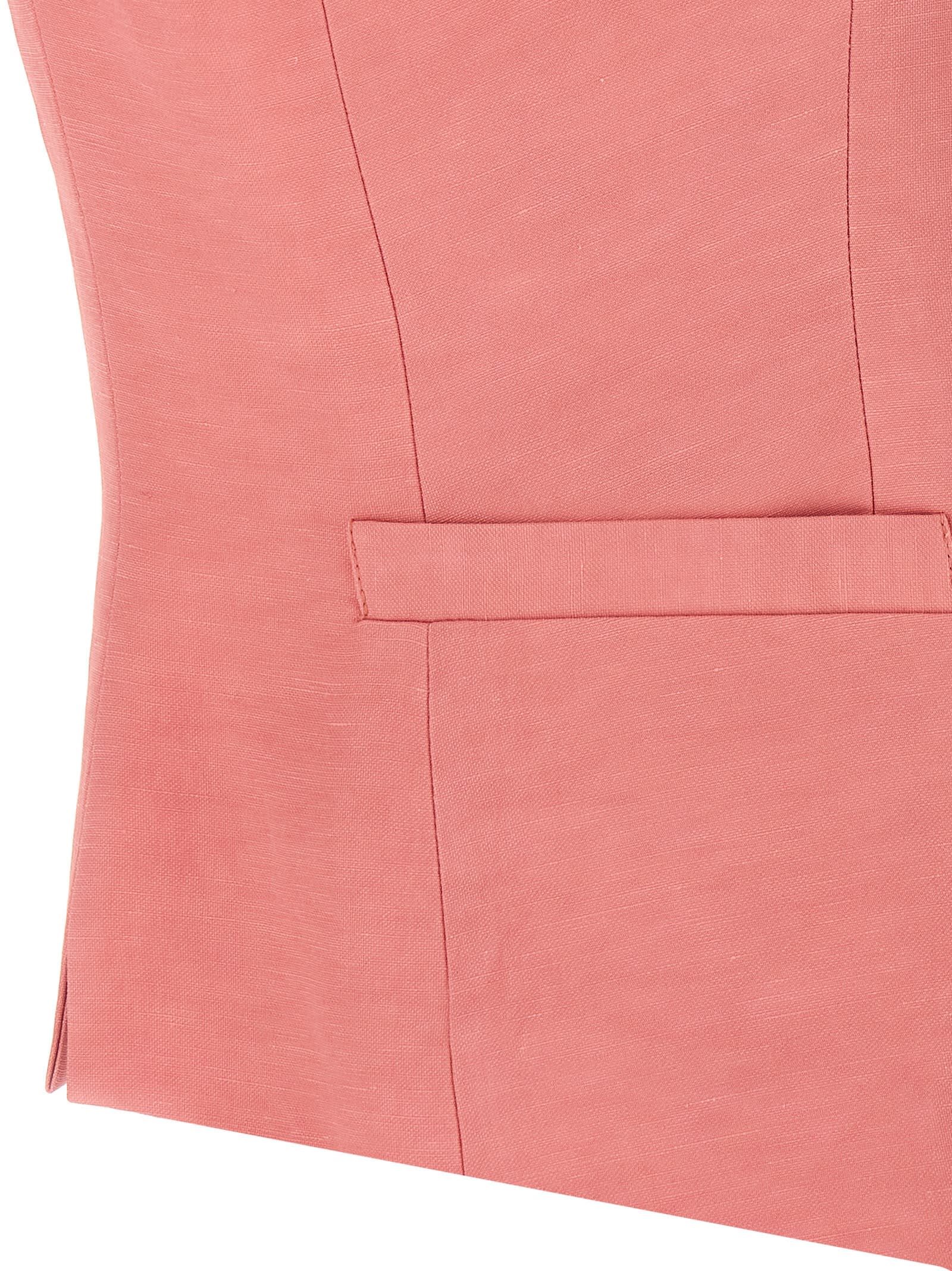 Alberto Biani Linen And Viscose Blend Vest With V-neck And Button Closure In Pink