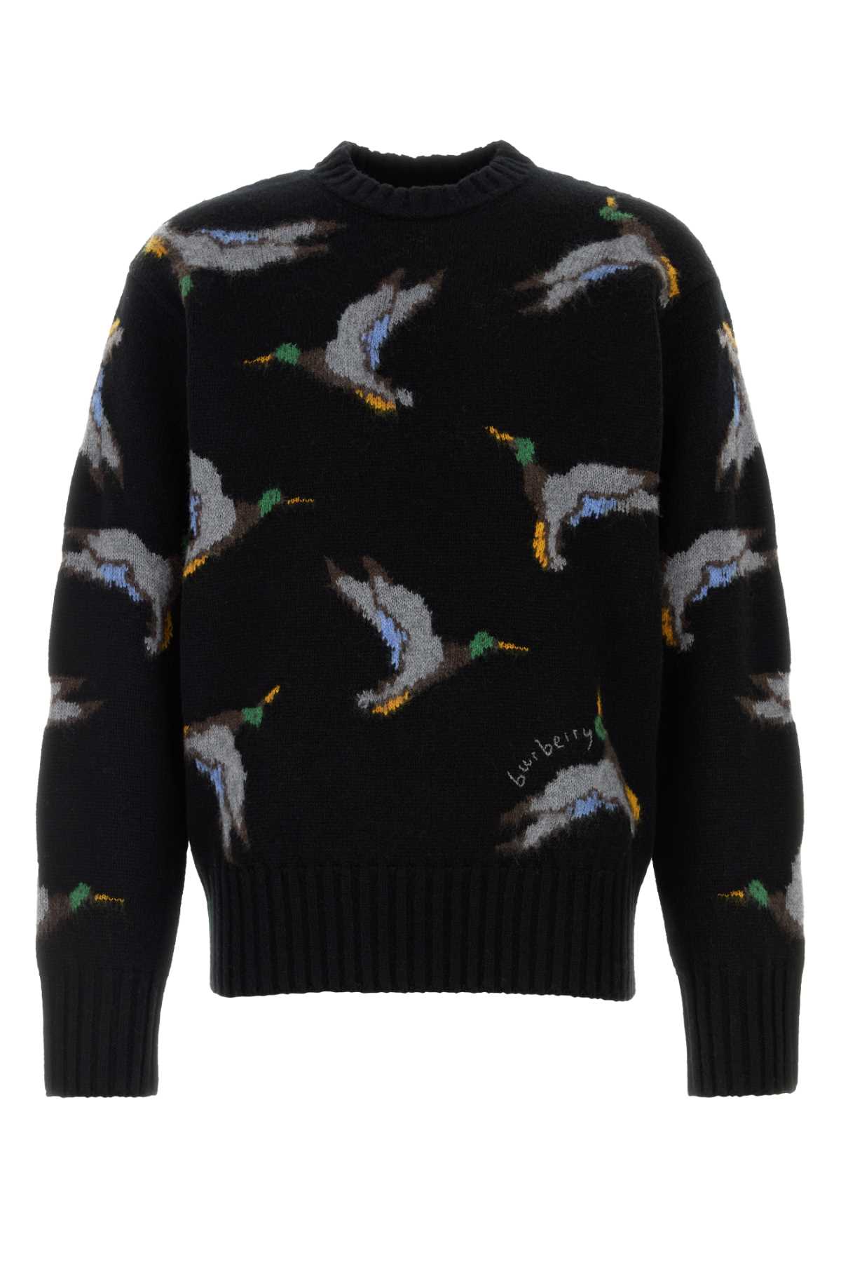 Shop Burberry Embroidered Wool Sweater In Black