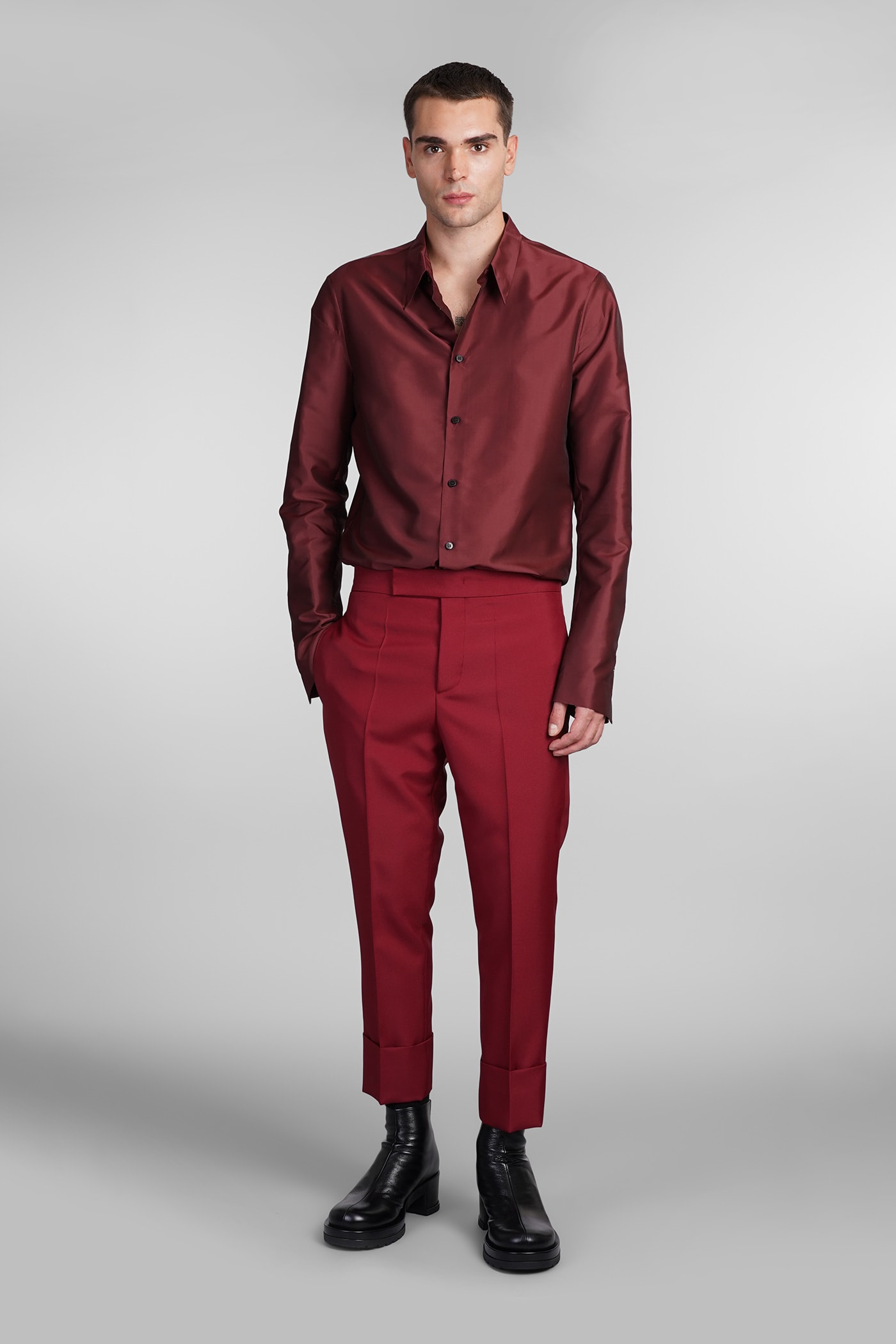 Shop Sapio N7 Pants In Bordeaux Polyester