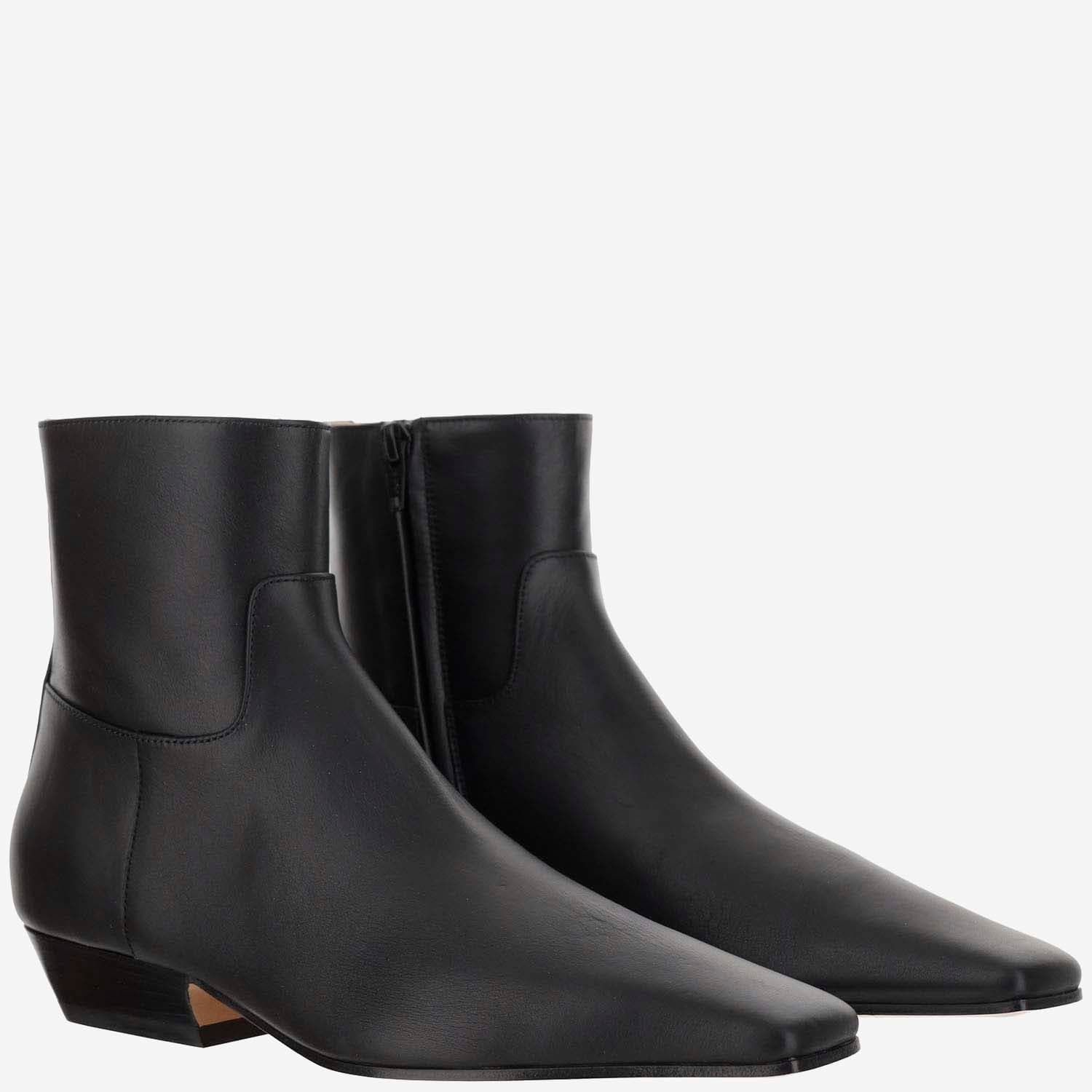 Shop Khaite Leather Ankle Boots In Black