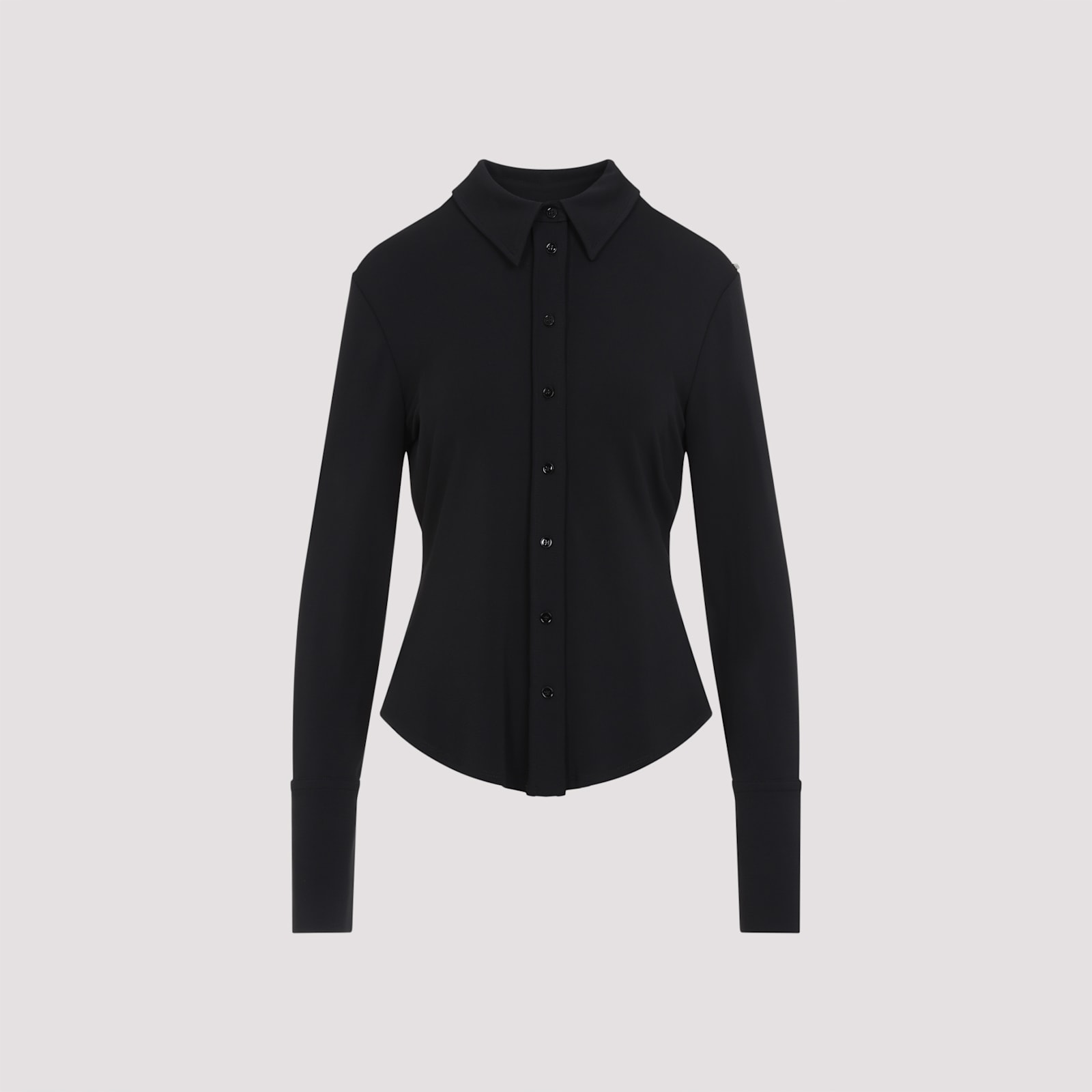 Sportmax Long Sleeve Collared Shirt With Open Back In Nero