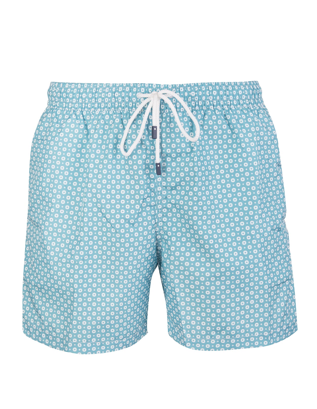 Fedeli Light Blue Swimming Trunks With Floral Micro Pattern