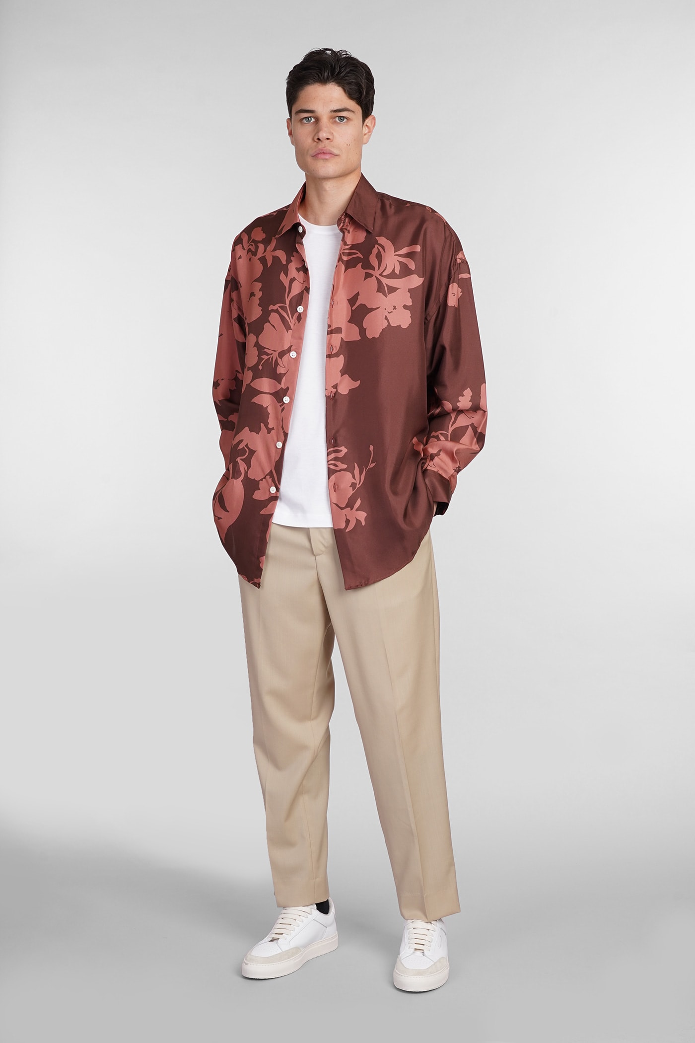 Shop Costumein Valentino Shirt In Brown Silk