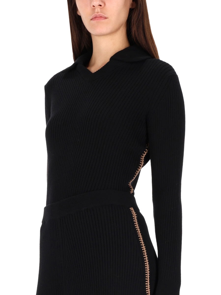 Paul Smith Midi Knitwear With Side Zipper And V Neck In Black