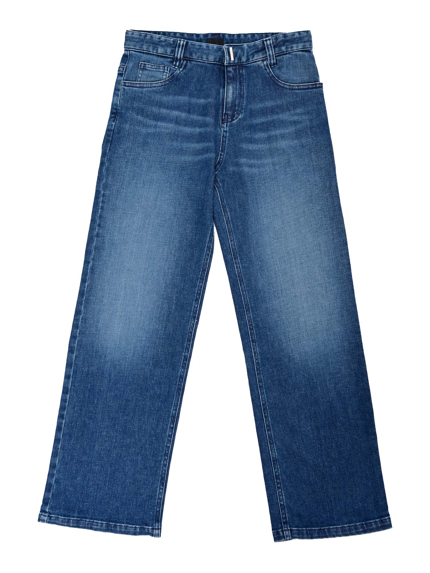 Givenchy Denim Trousers, Adjustable Waist, Metal Plate On Belt, 4g Metal Plate And 1952 Sig In Blue