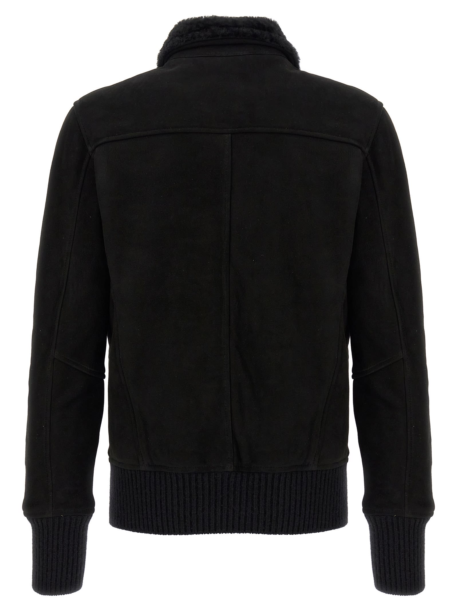 Giorgio Brato Sheepskin Bomber Jacket In Black
