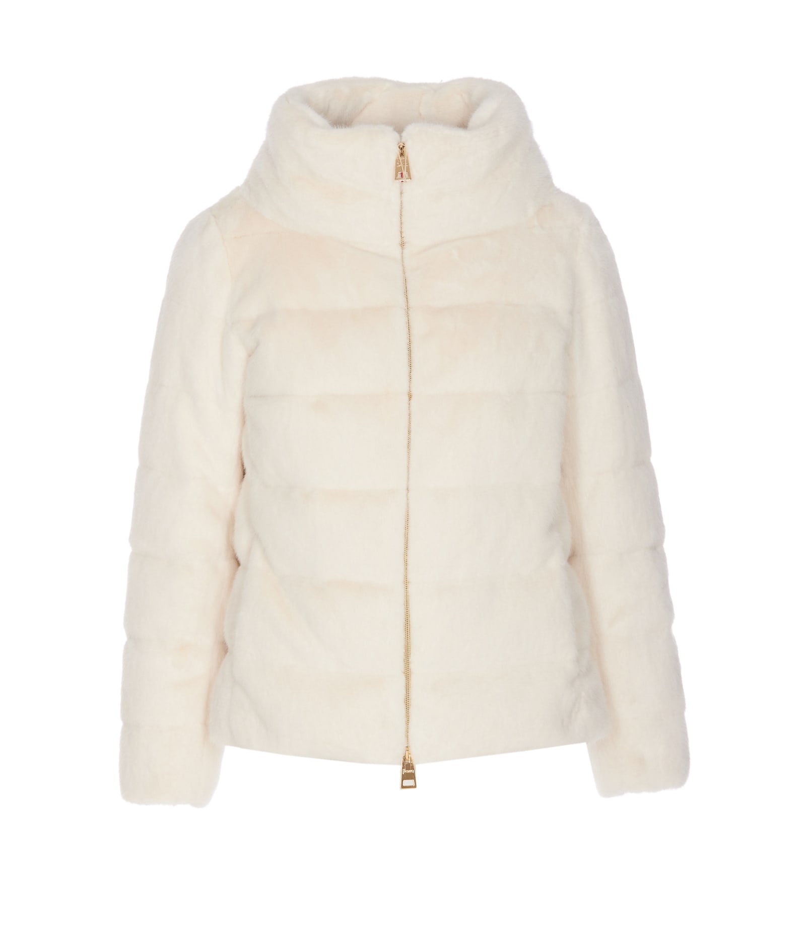 Shop Herno Fur Effect Cape Down Jacket In White