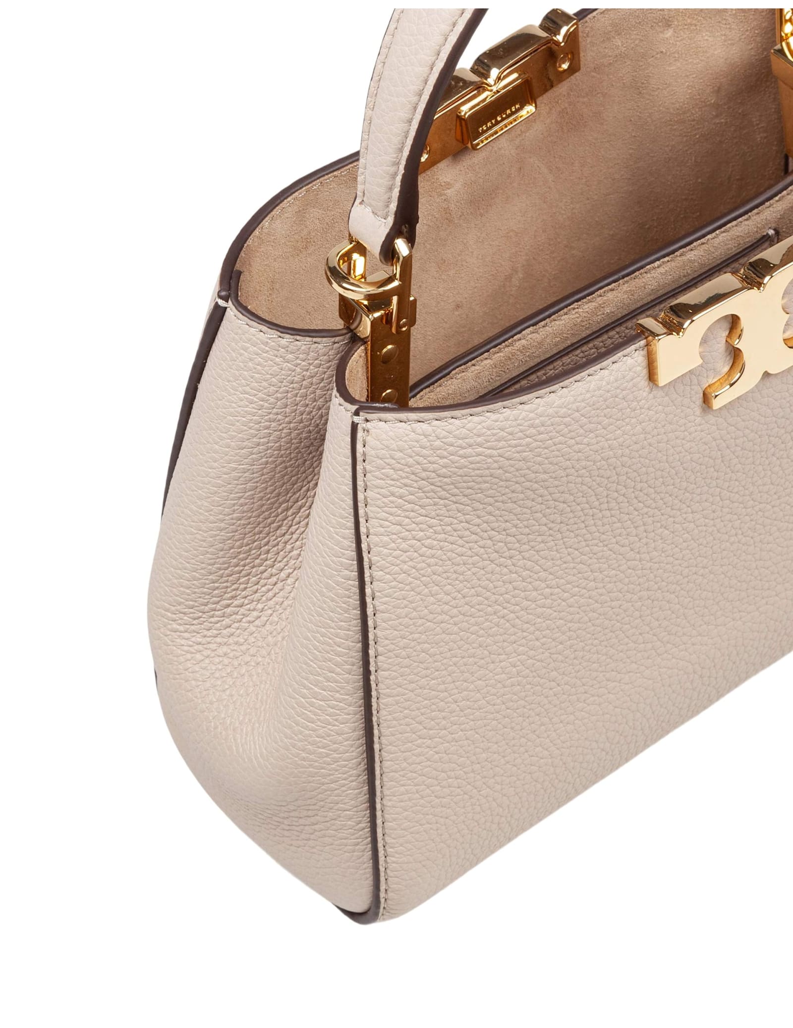 Tory Burch Eleanor Mini Satchel In Hammered Leather Stone Color In Pink