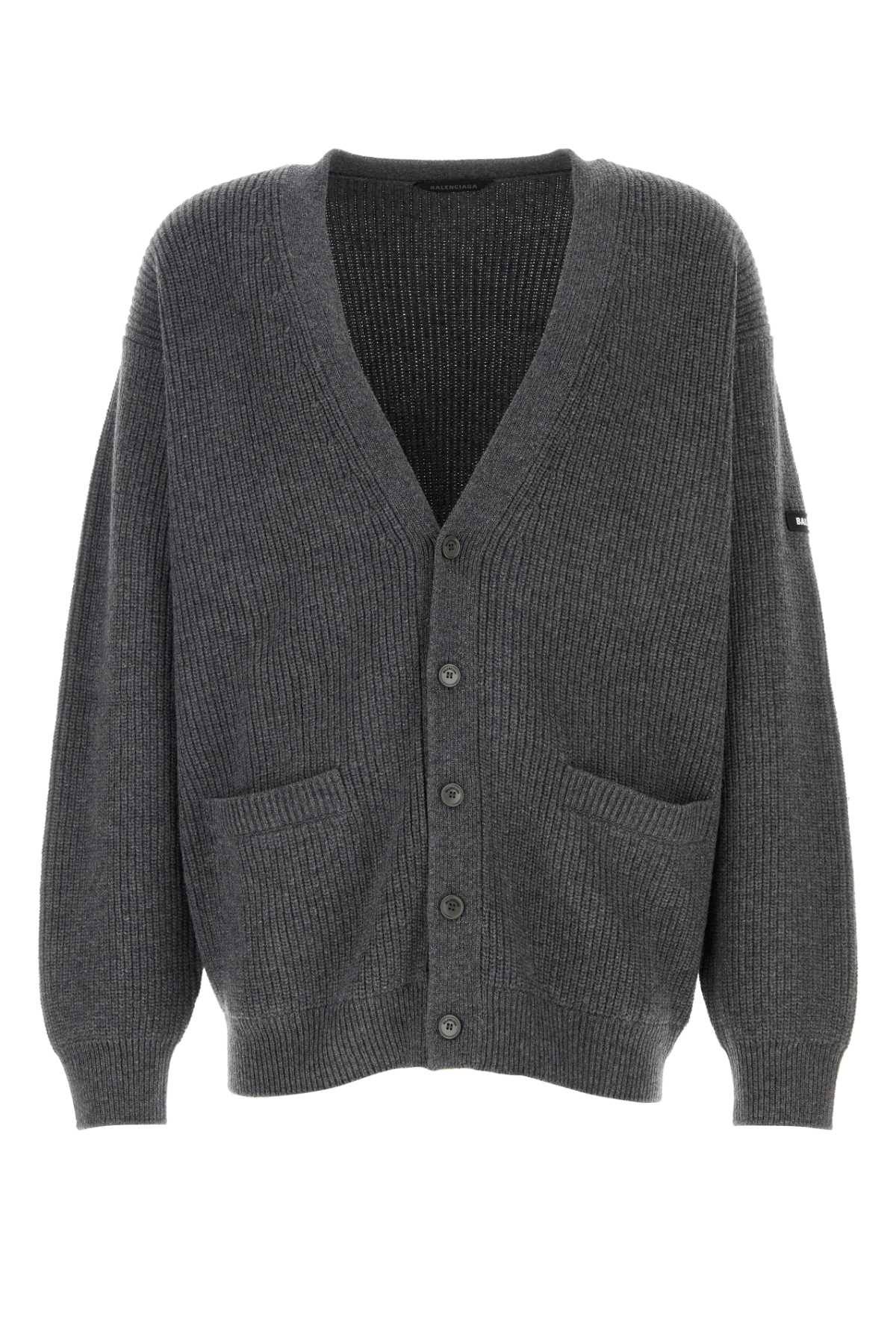 Balenciaga Button-up Knit Cardigan In Grey