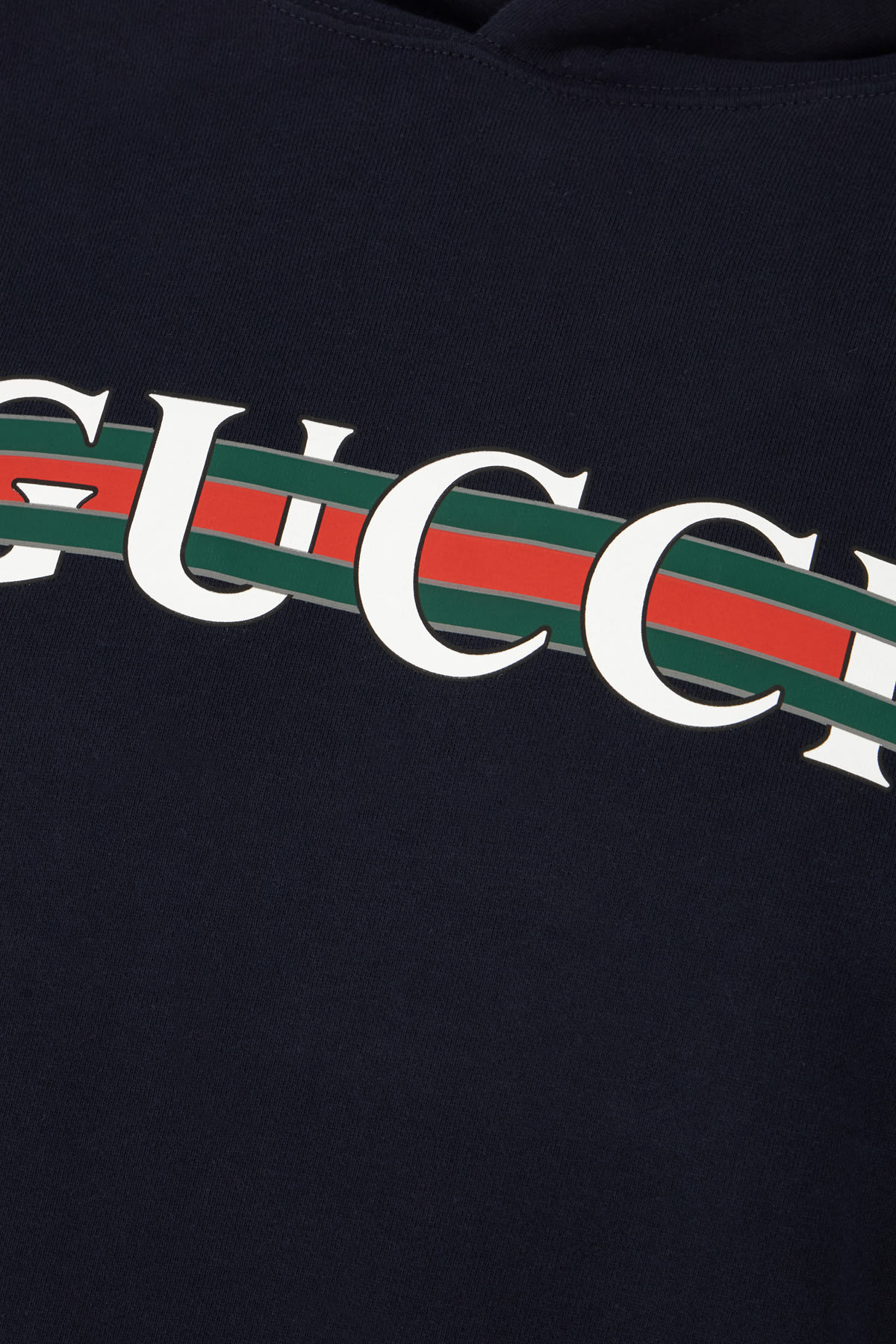 Gucci Blue Hoodie With Drawstring Hood And Logo Print On The Front In Jersey Man In Blu