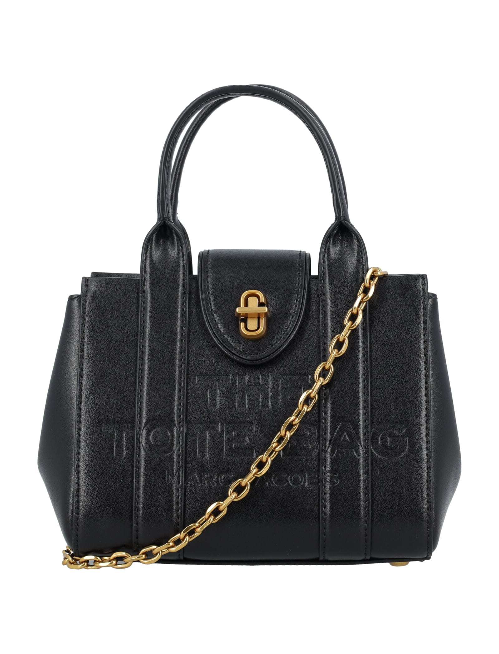 Shop Marc Jacobs The Mini Tote Turn Lock Bag In Black