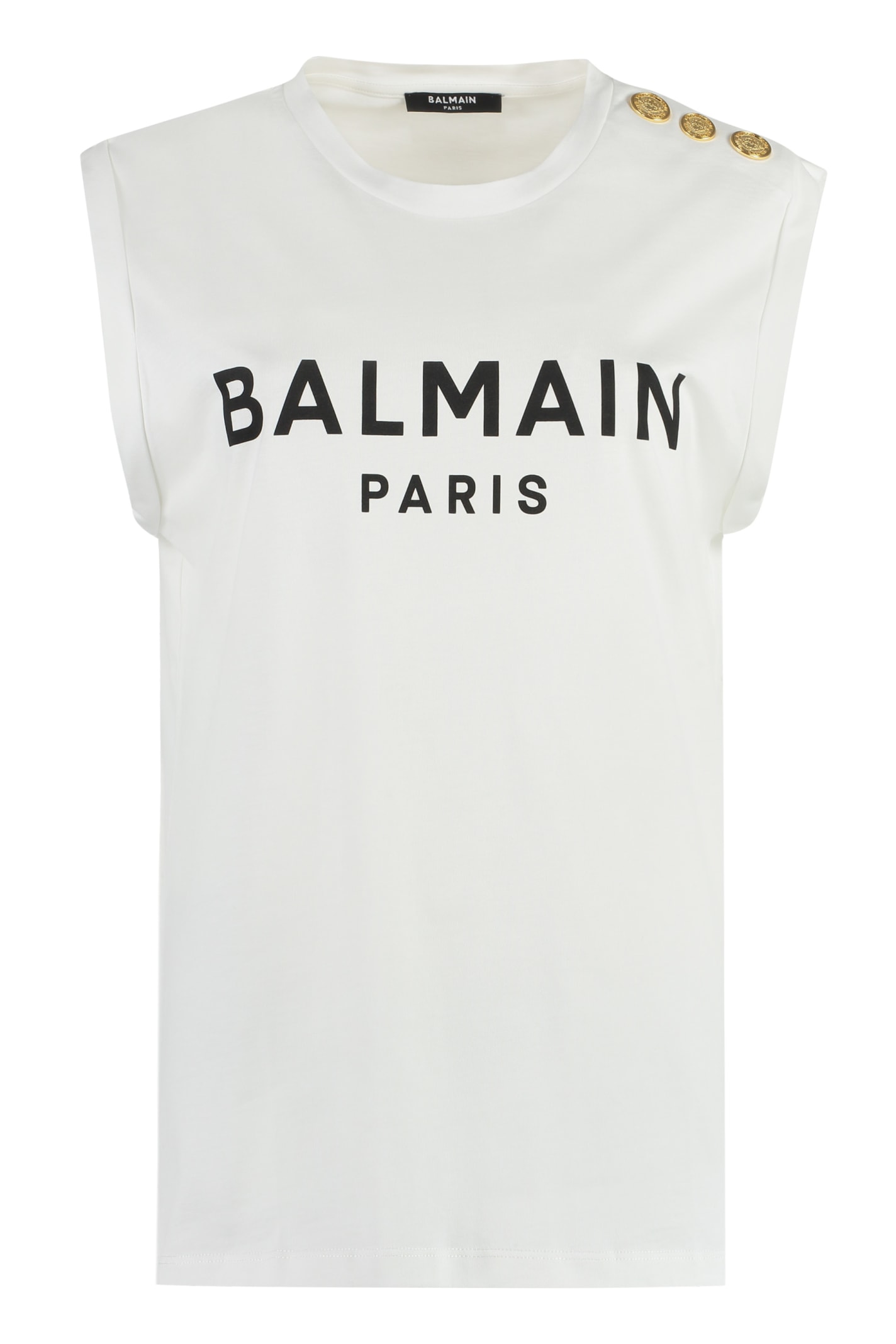 Shop Balmain T-shirt Cotton Tank Top In White